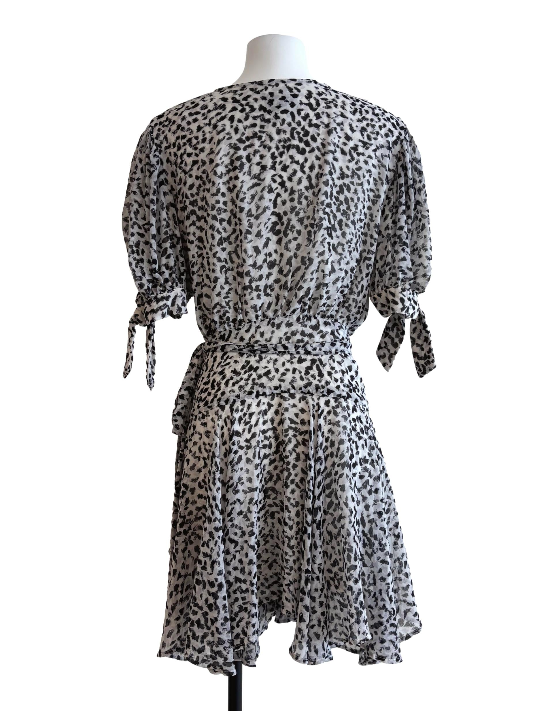 Silver Cheetah Print Wrap Dress