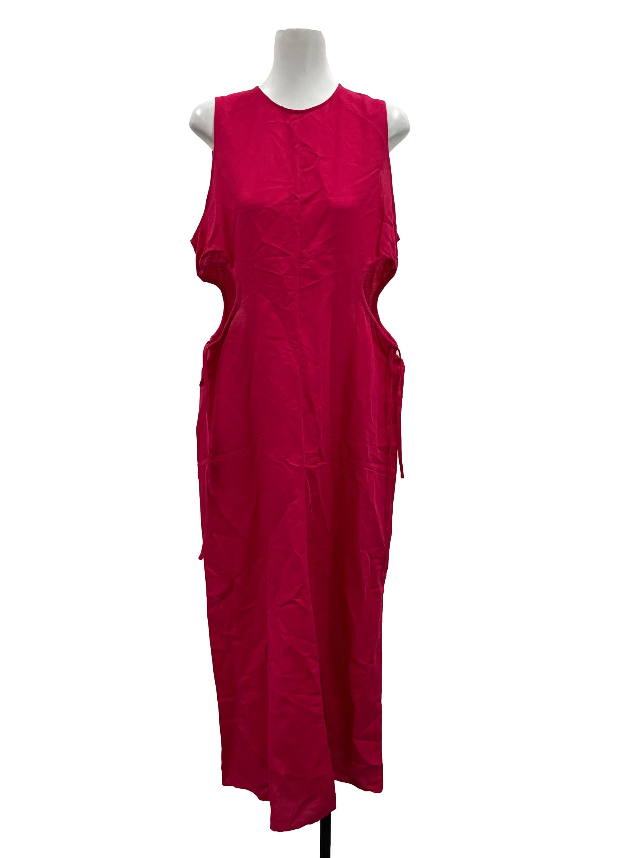 Hot Pink Waist Cut-Out Dress