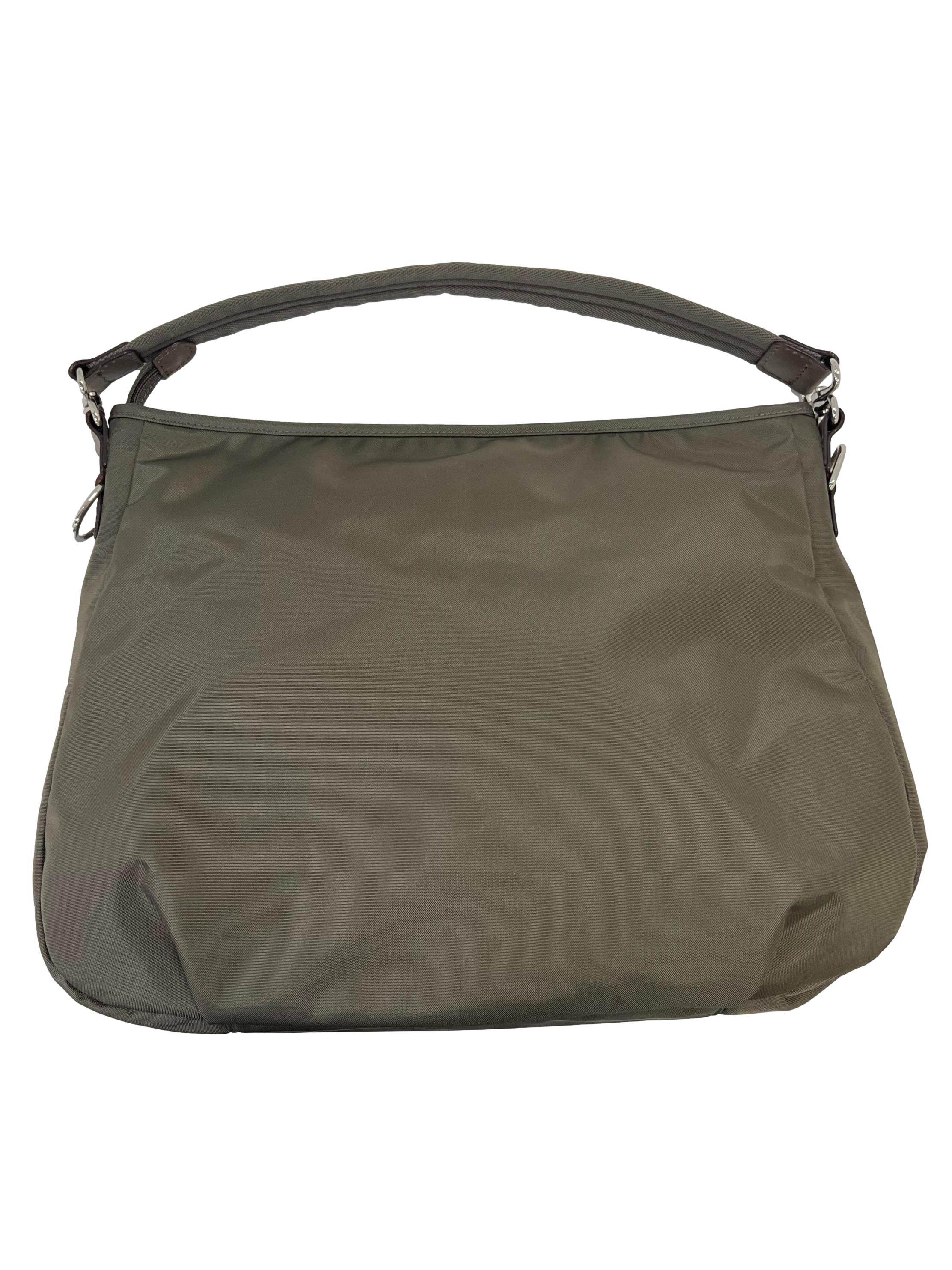 Green Nylon Two Way Shoulder Bag