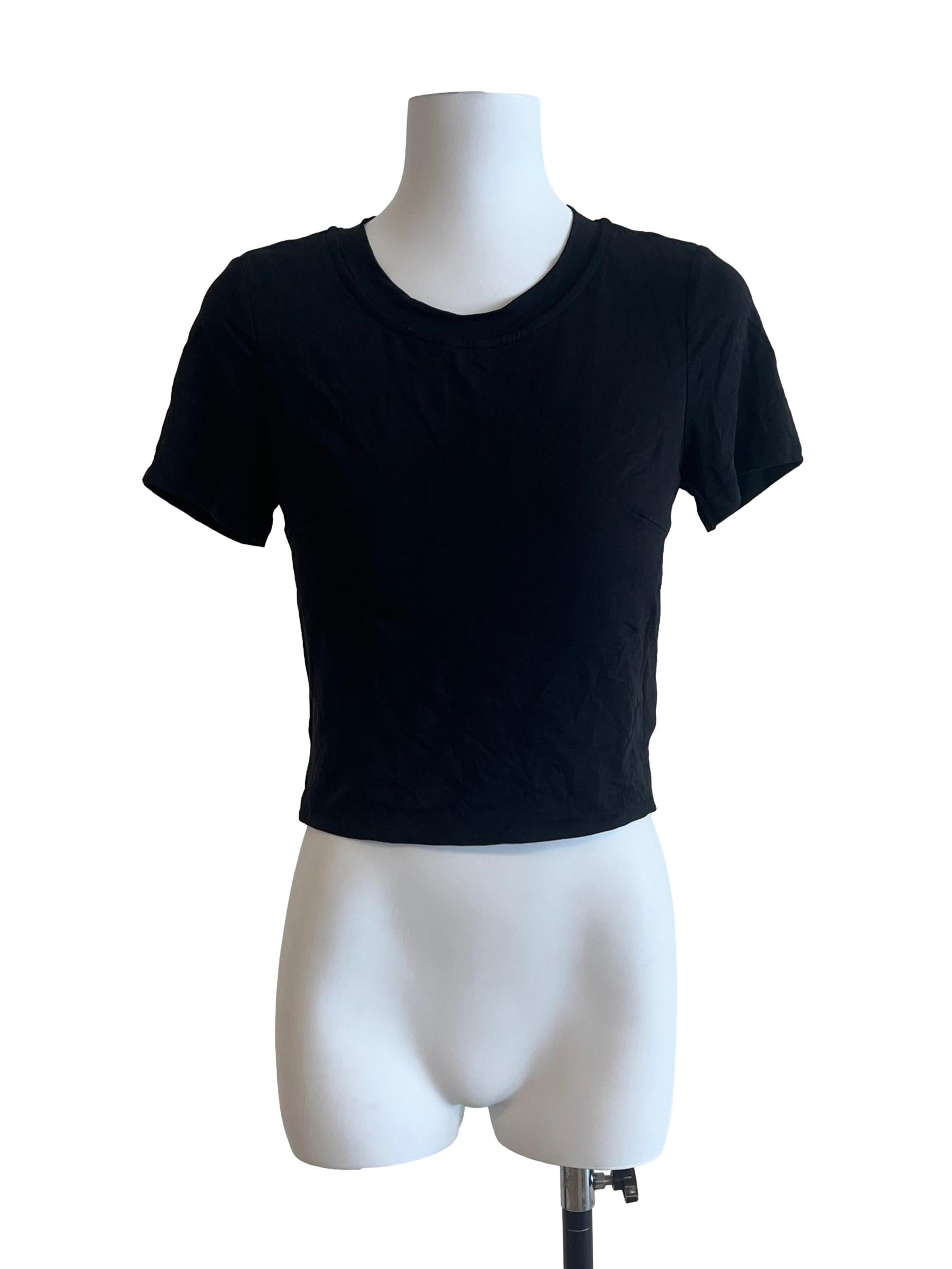 Jade Black Crop Lace Back Top