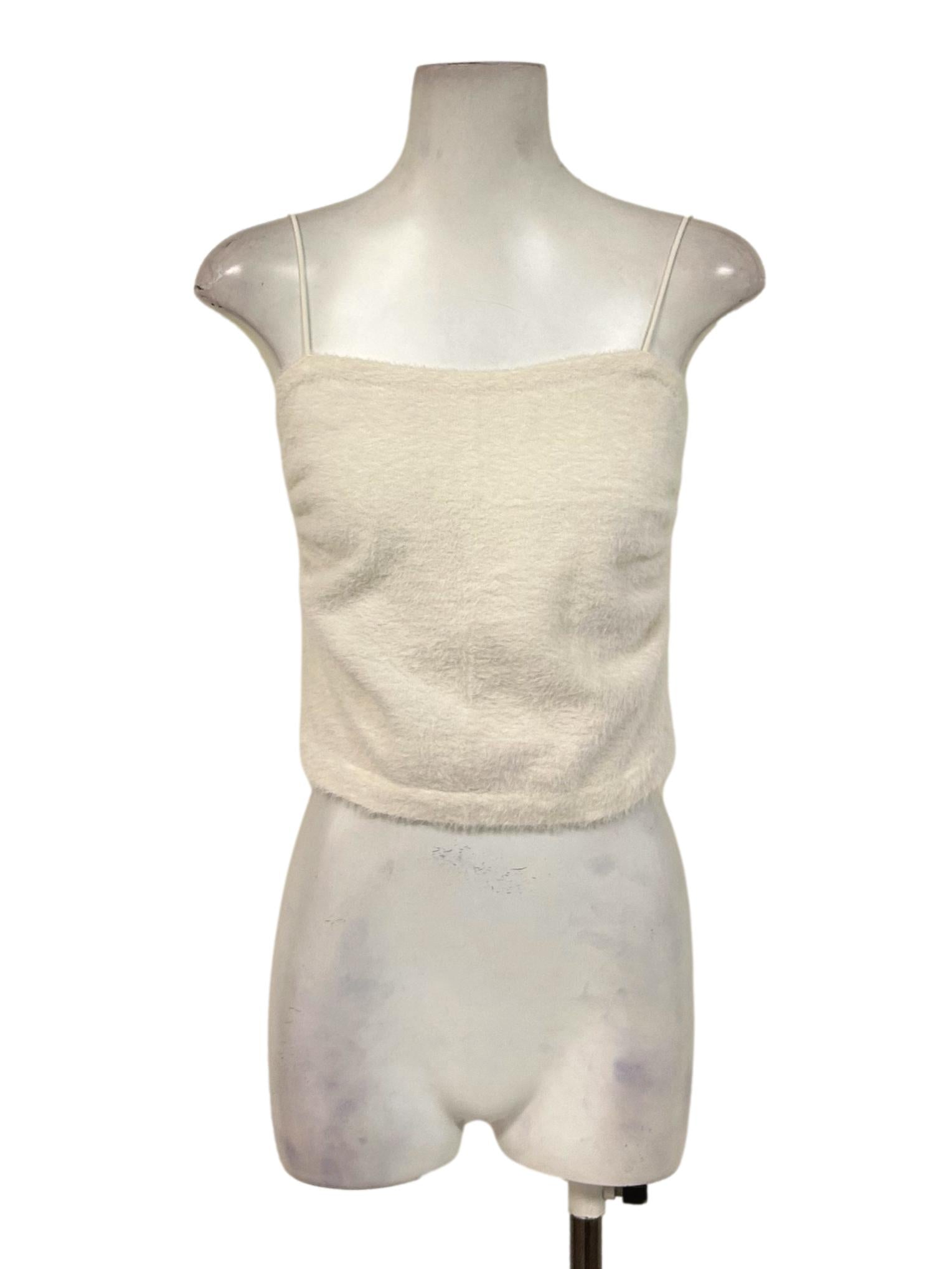 Ivory White Fuzzy Cami Top