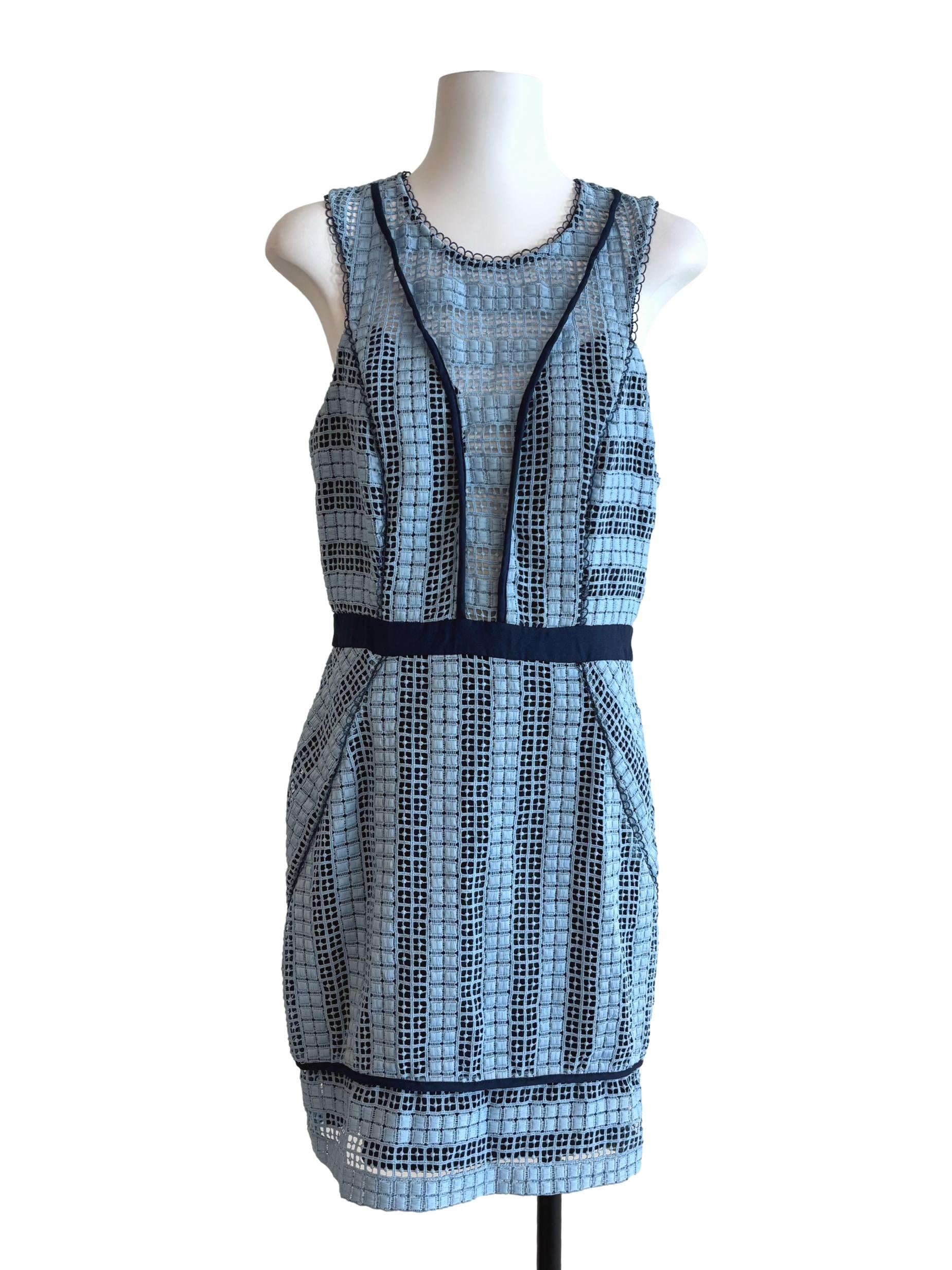 Capri Blue Sleeveless Textured Pencil Dress