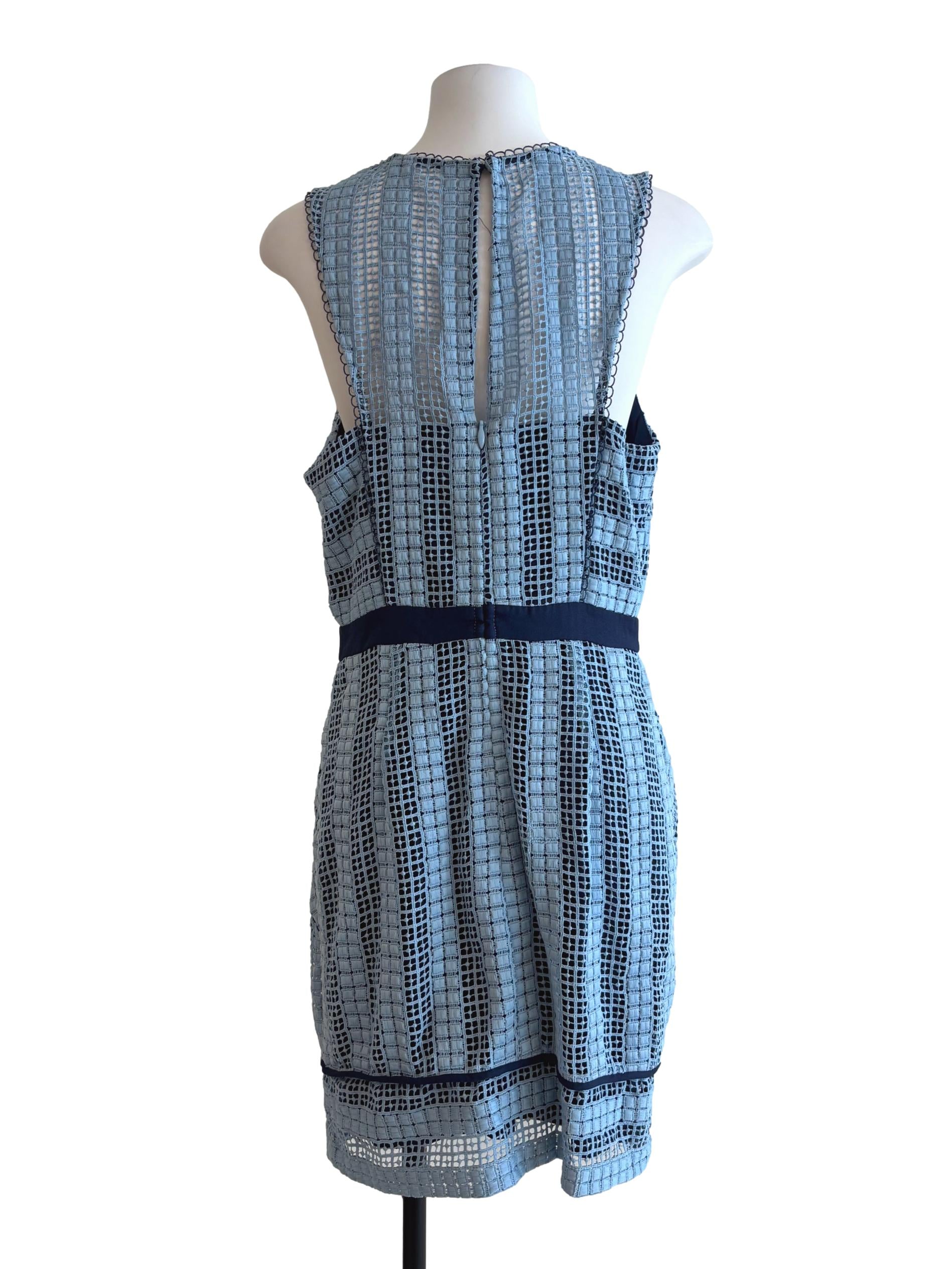 Capri Blue Sleeveless Textured Pencil Dress
