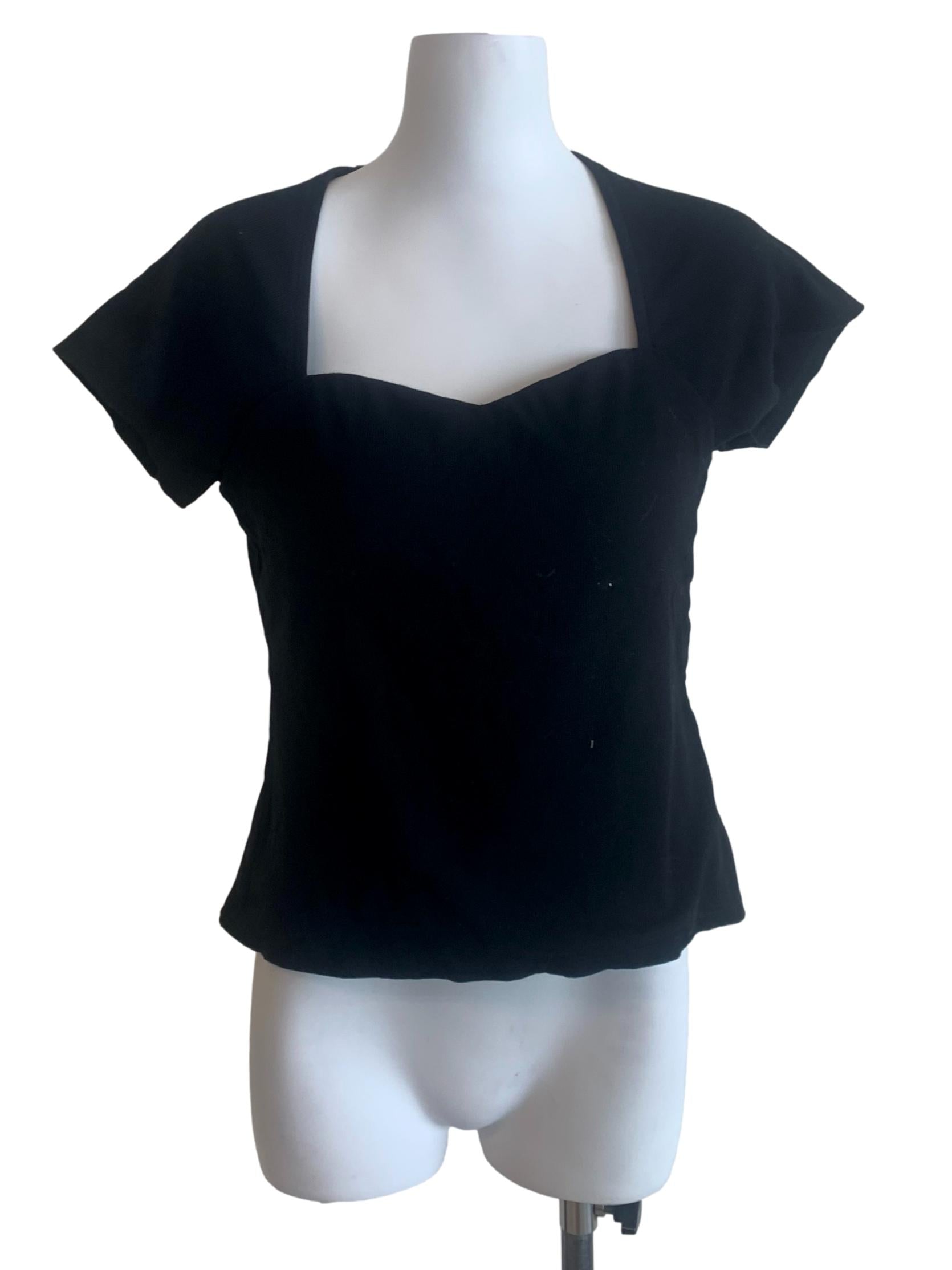 Black Sweetheart Neck Top