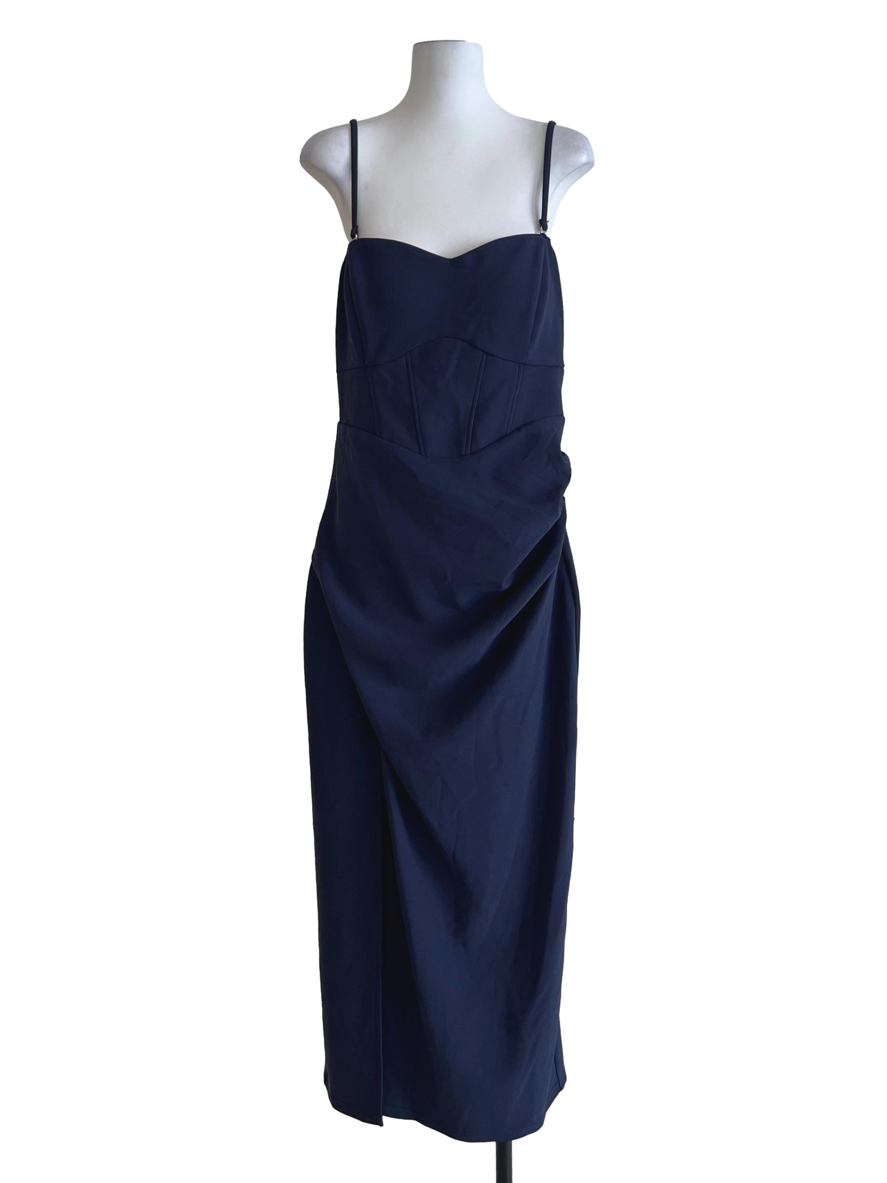 Navy Blue Spaghetti Strap Slip Dress
