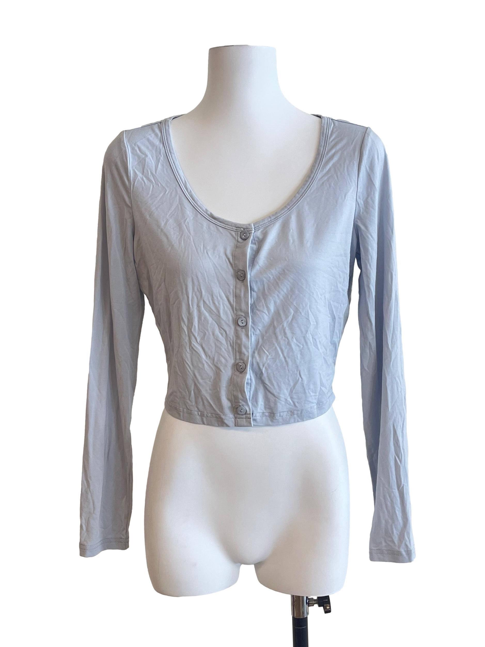 Pale Breeze Blue Long Sleeve Top