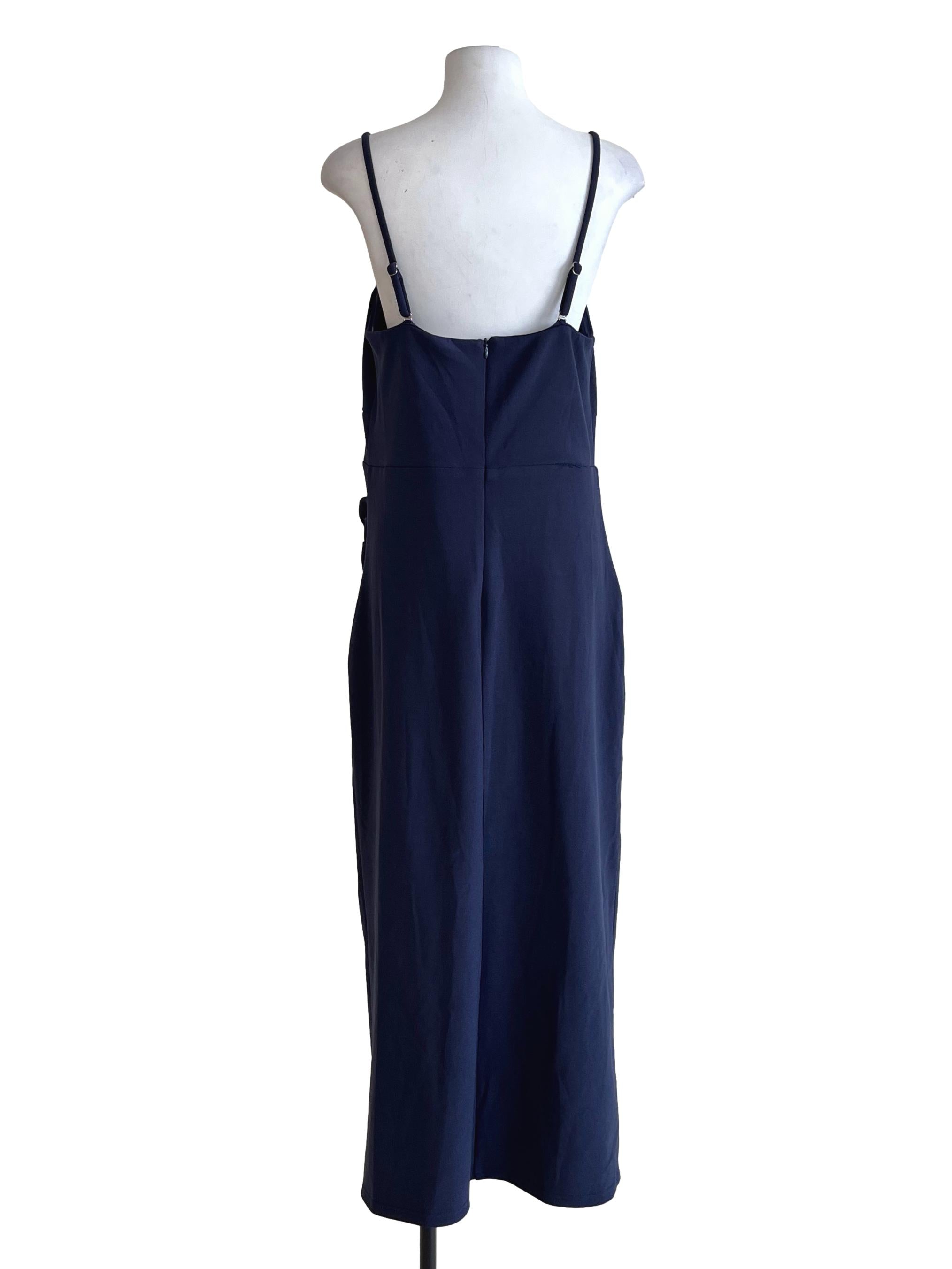 Navy Blue Spaghetti Strap Slip Dress