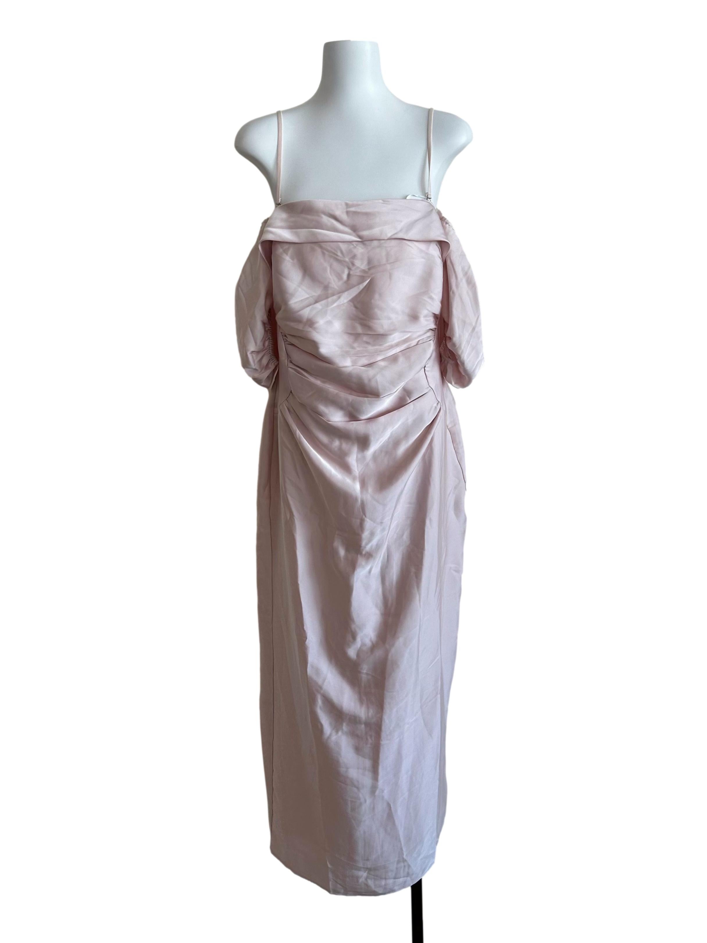 Light Pink Drape Off Shoulder Dress