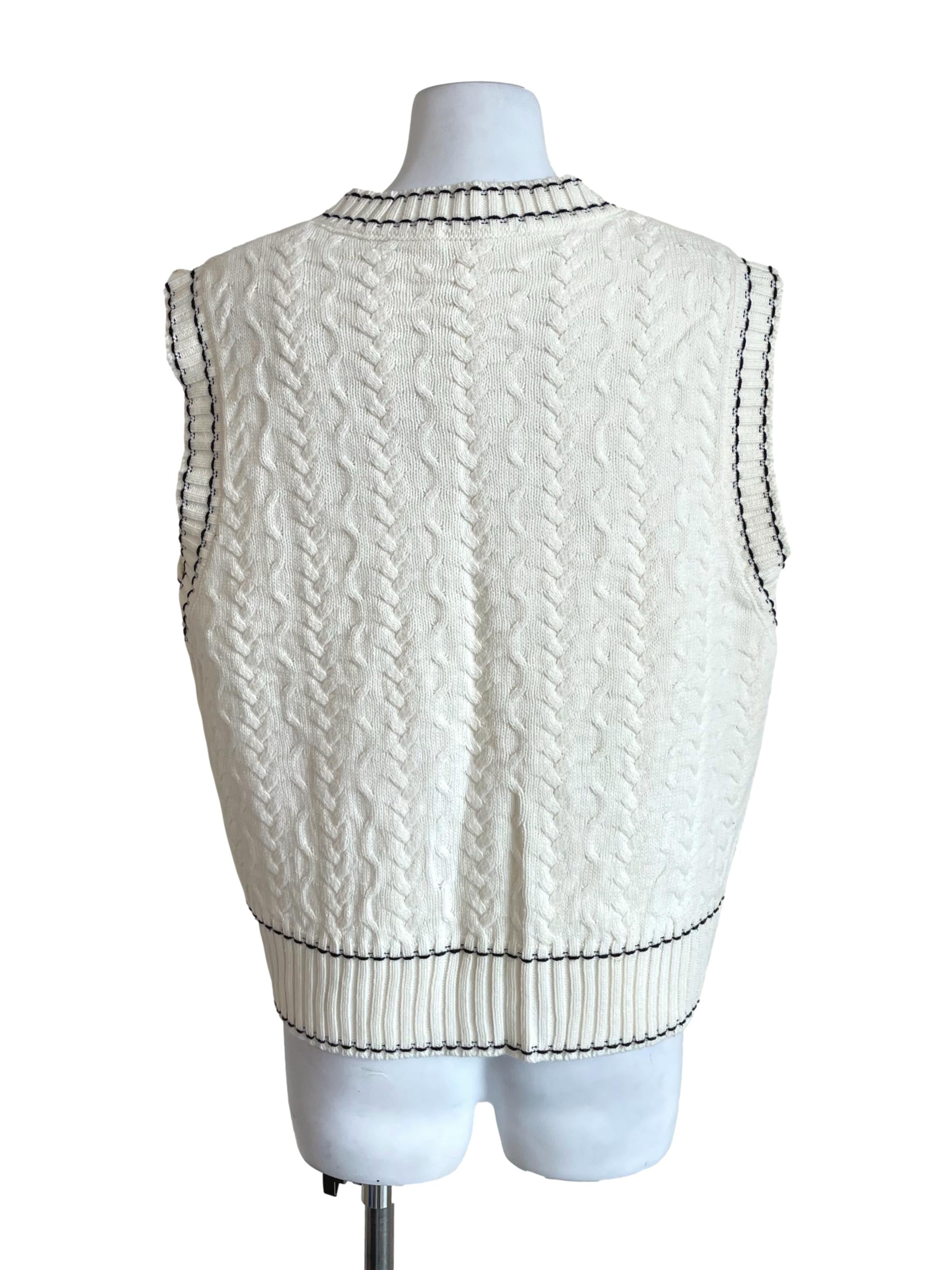 Off White Contrast Stitch Chunky Vest