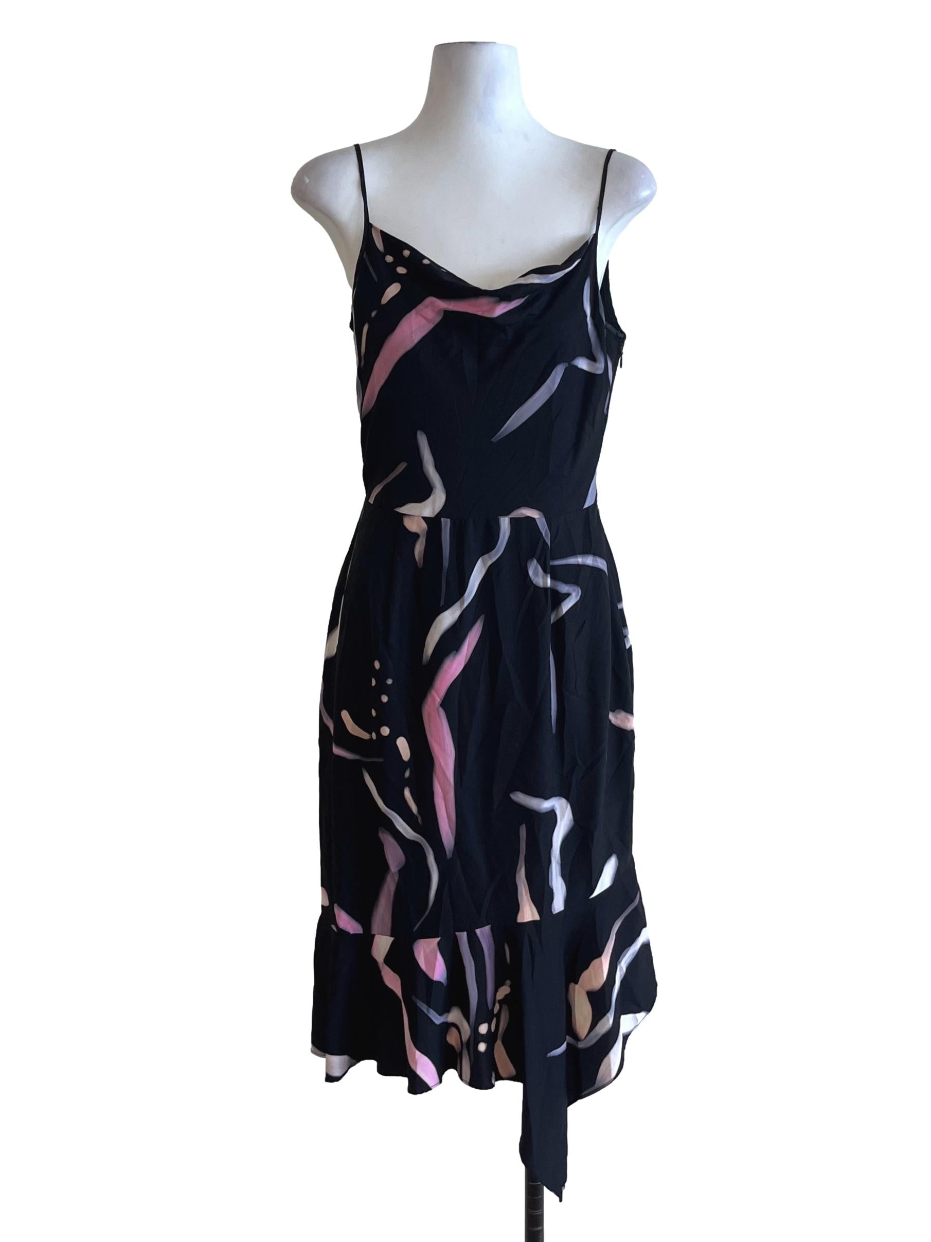 Black Abstract A-Line Dress