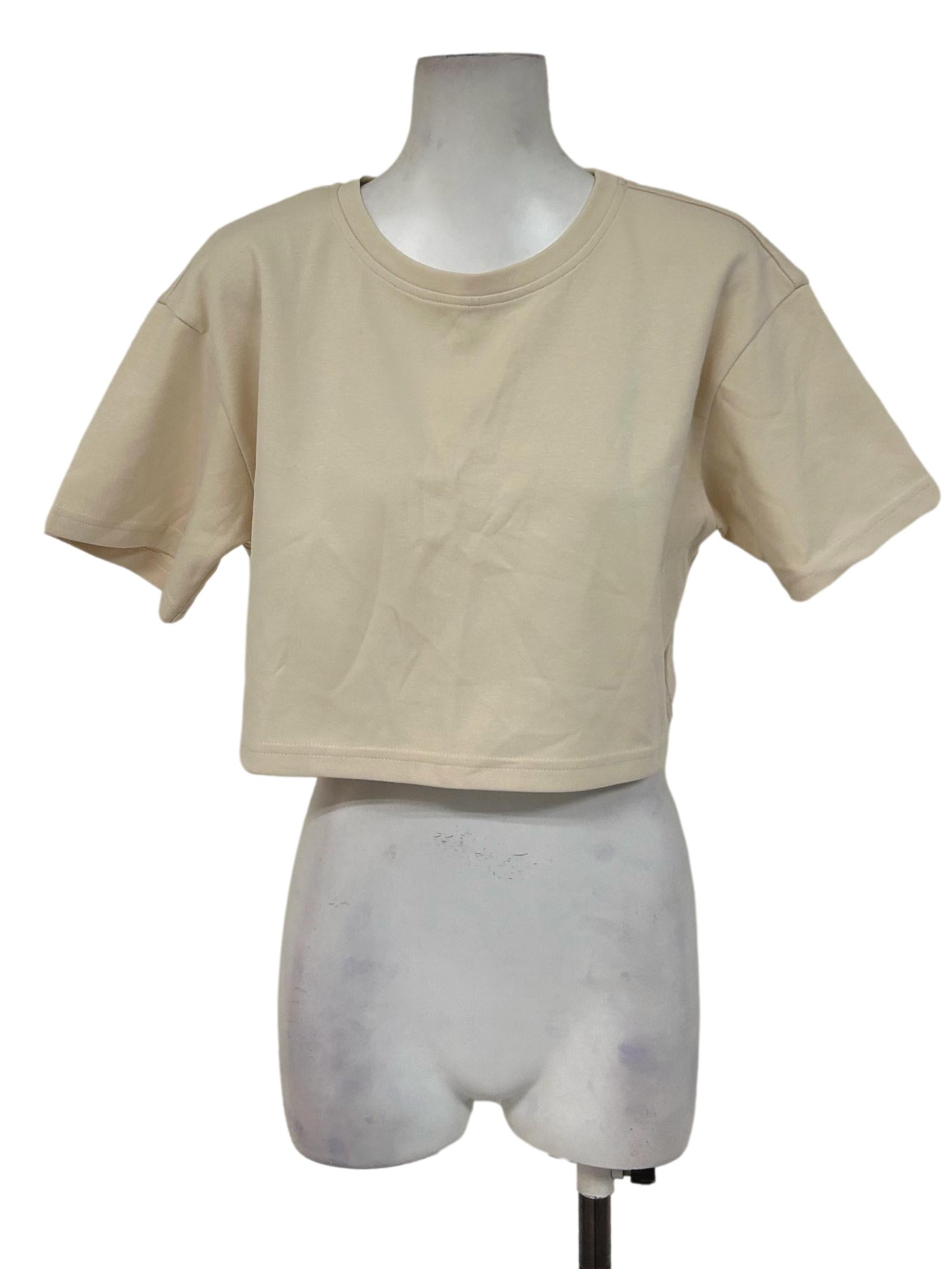 Beige Cropped T-Shirt