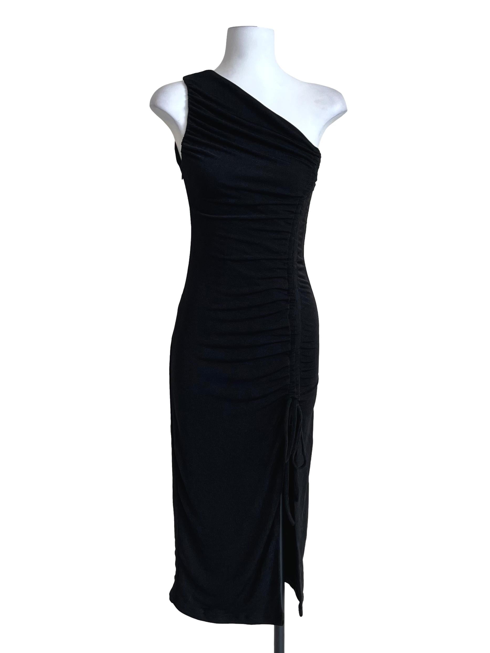 Onyx Black Asymmetrical Bodycon Dress