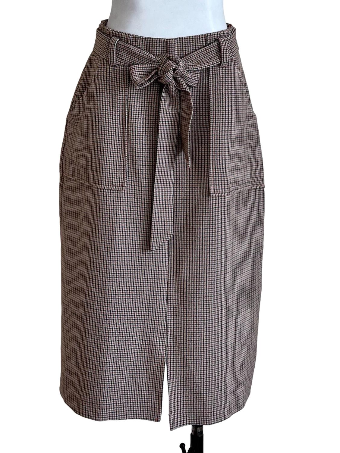 Brown Sharkskin Pattern Skirt