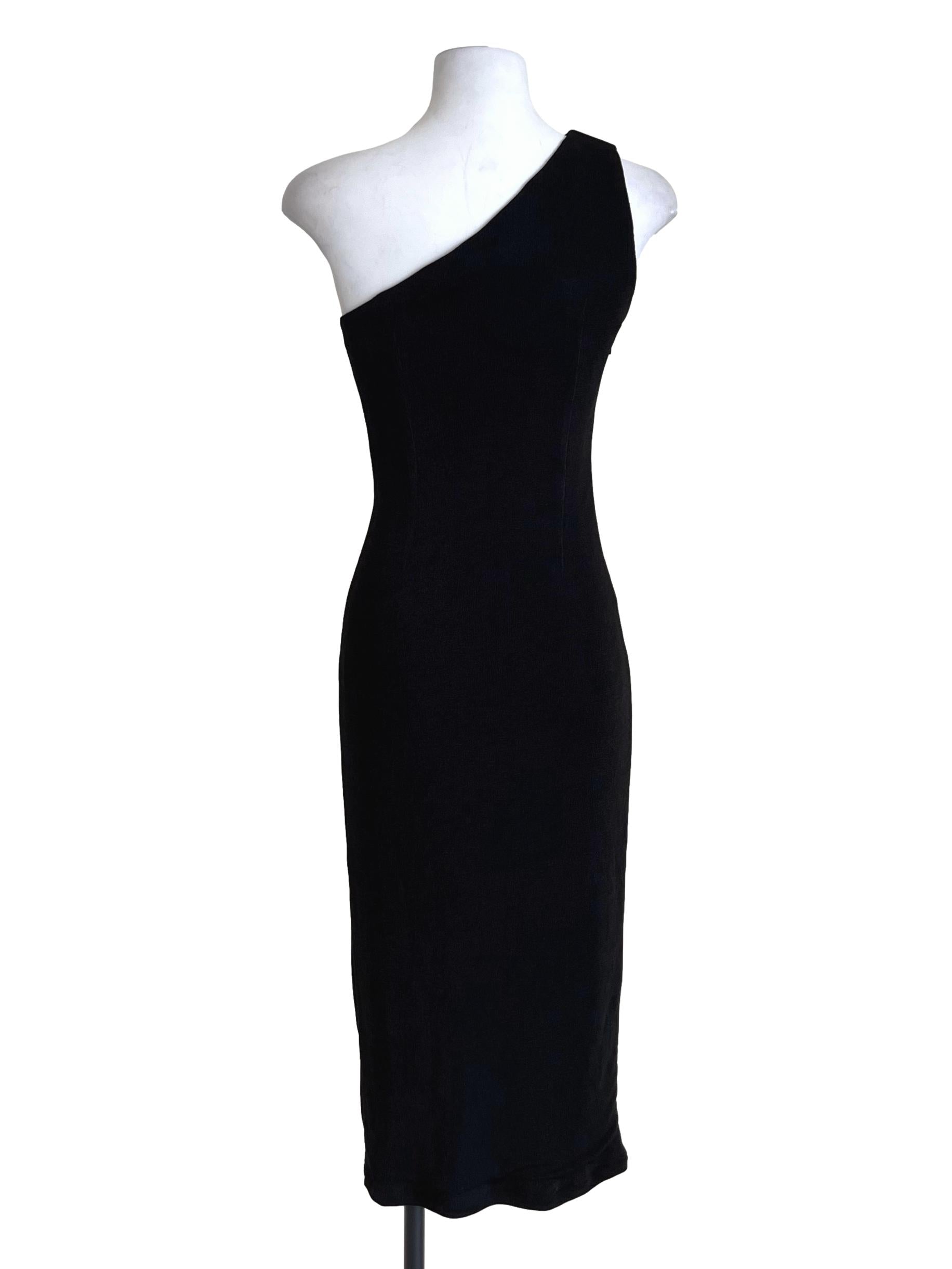Onyx Black Asymmetrical Bodycon Dress