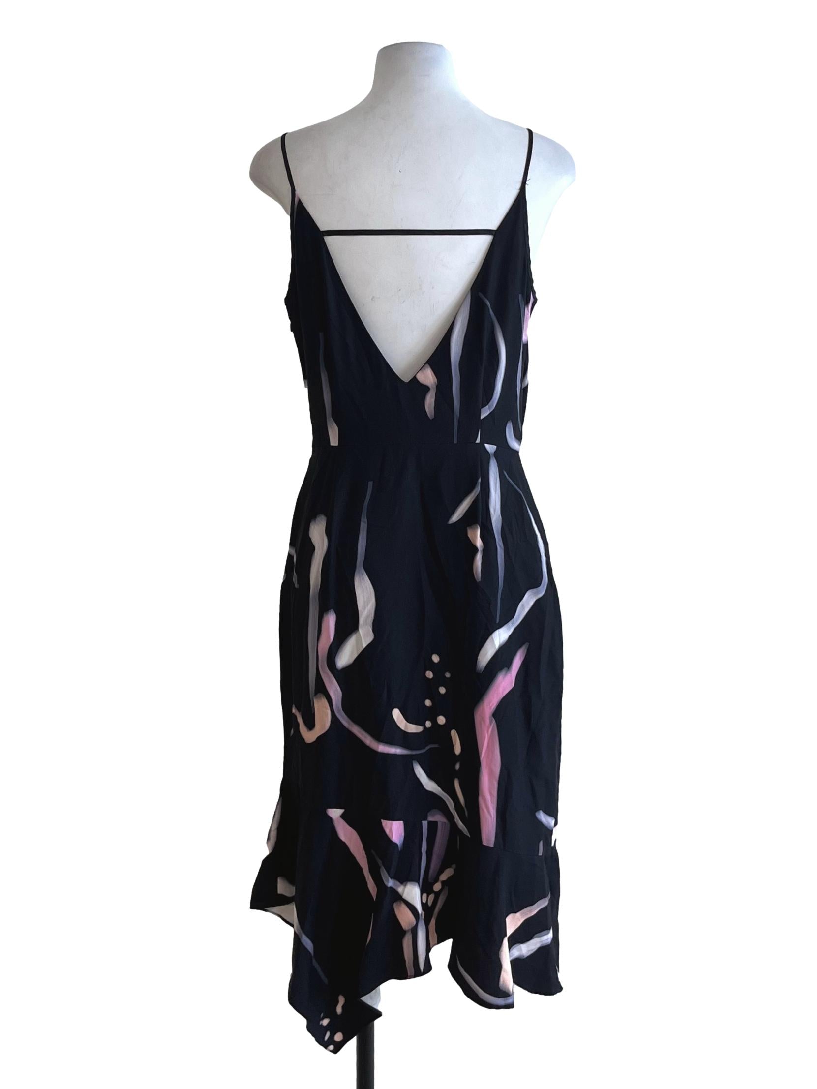 Black Abstract A-Line Dress