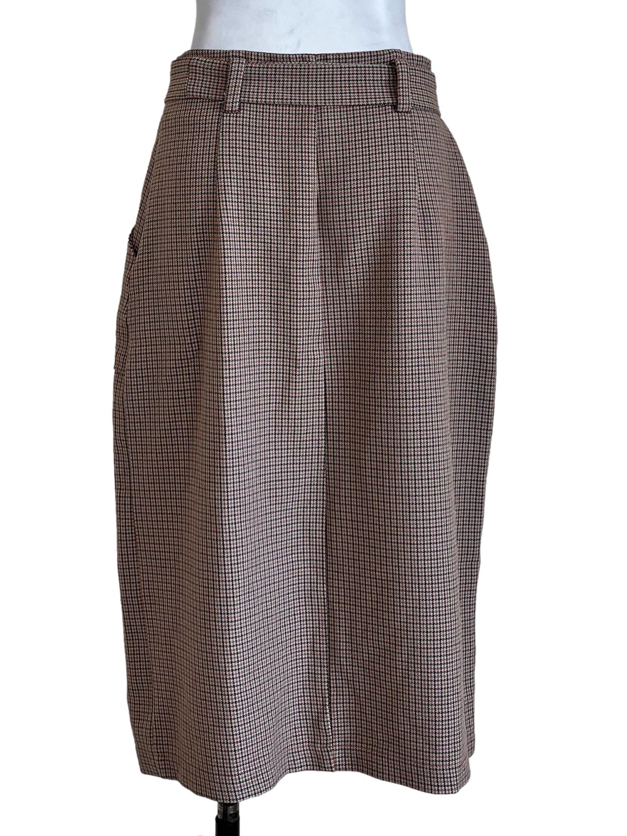 Brown Sharkskin Pattern Skirt