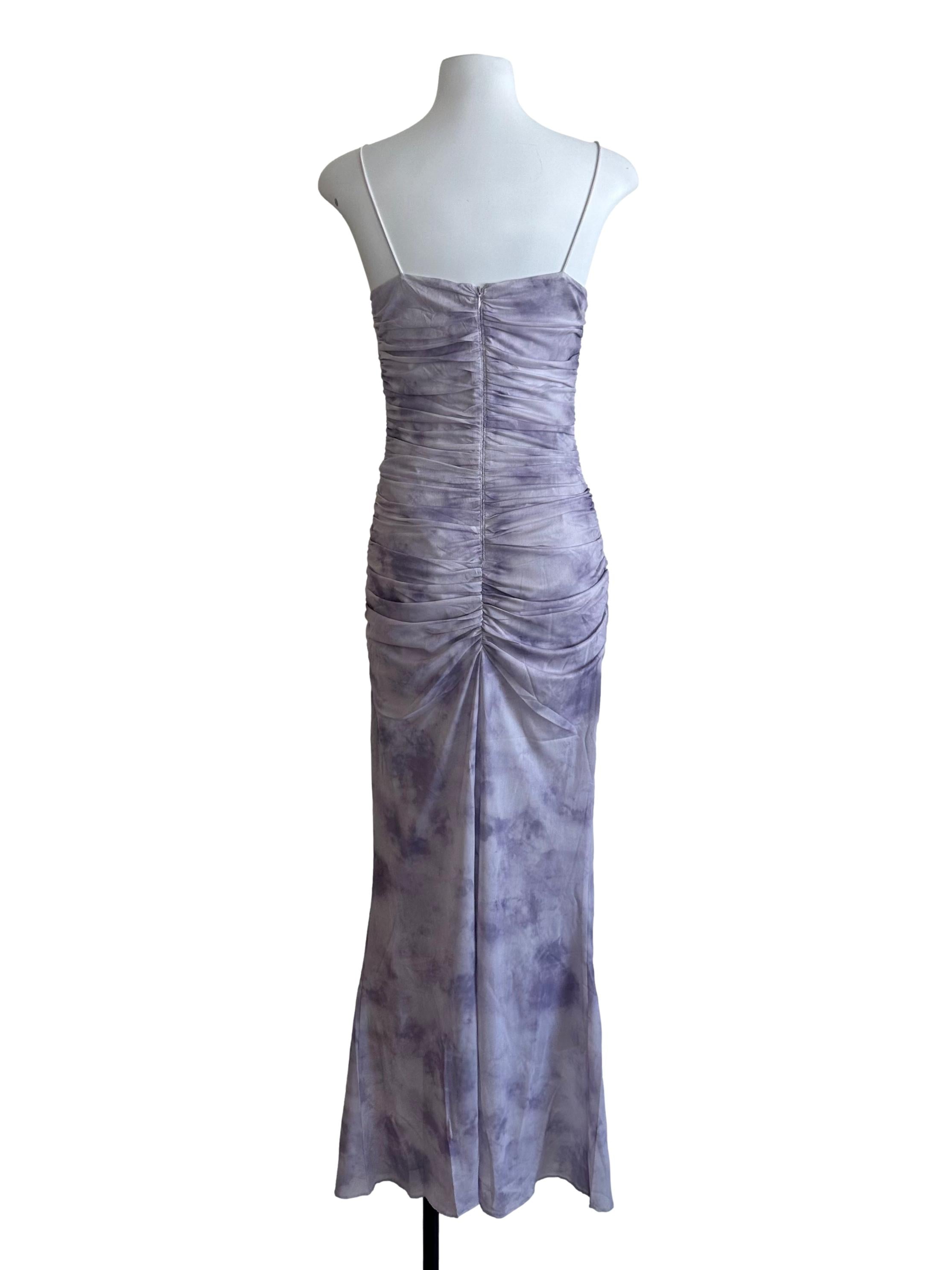Lavender Purple Pattern Ruched Dress