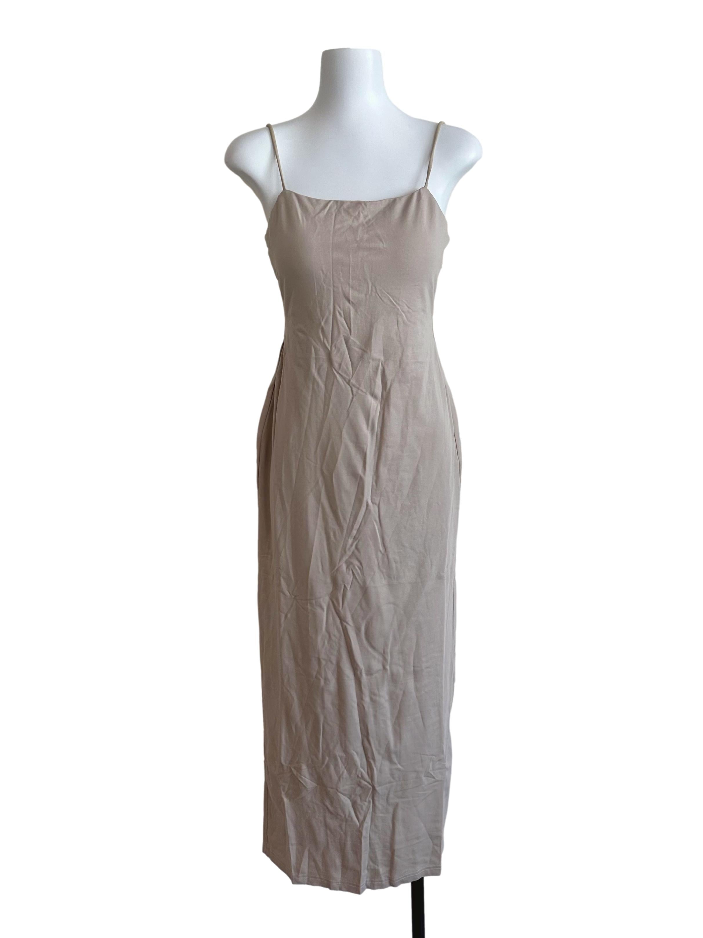Sand Beige Spaghetti Strap Bodycon Dress