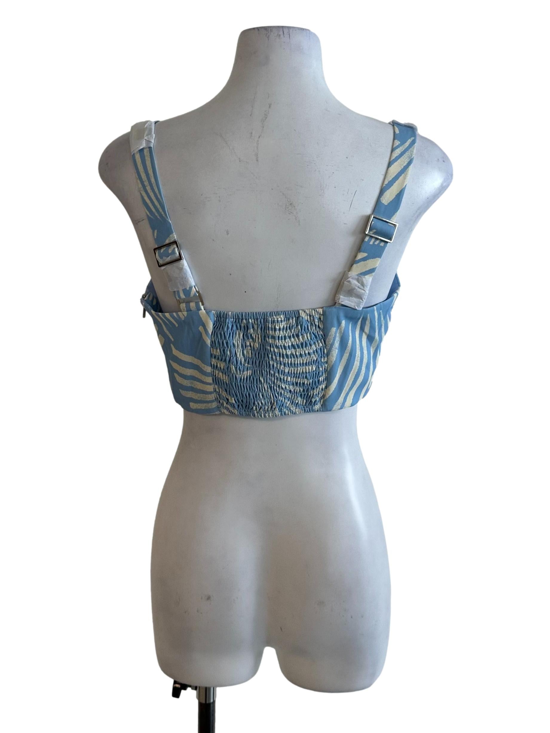 Sky Blue Sweetheart Pattern Crop Top