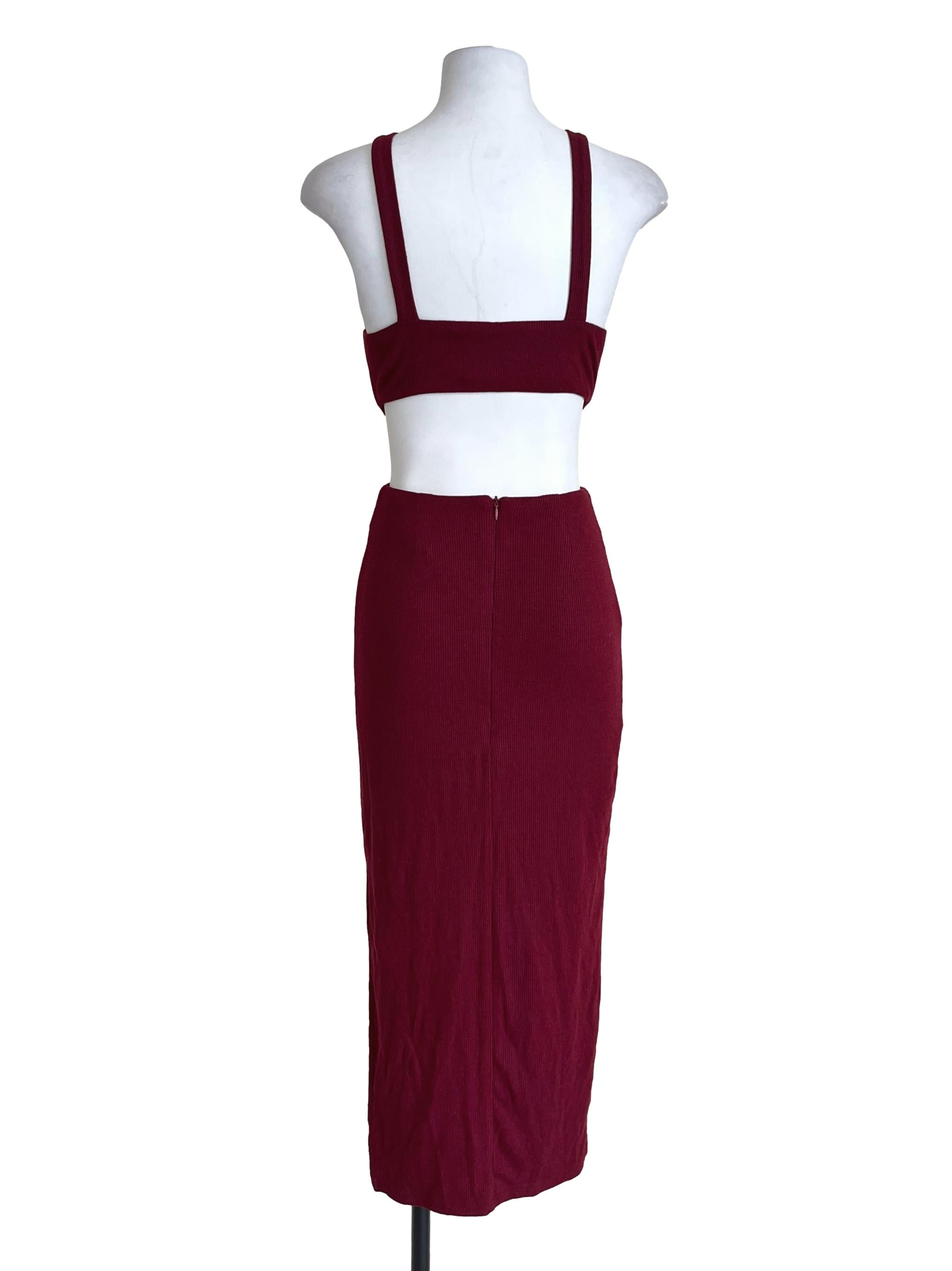 Wine Red Halter Fitted Dress