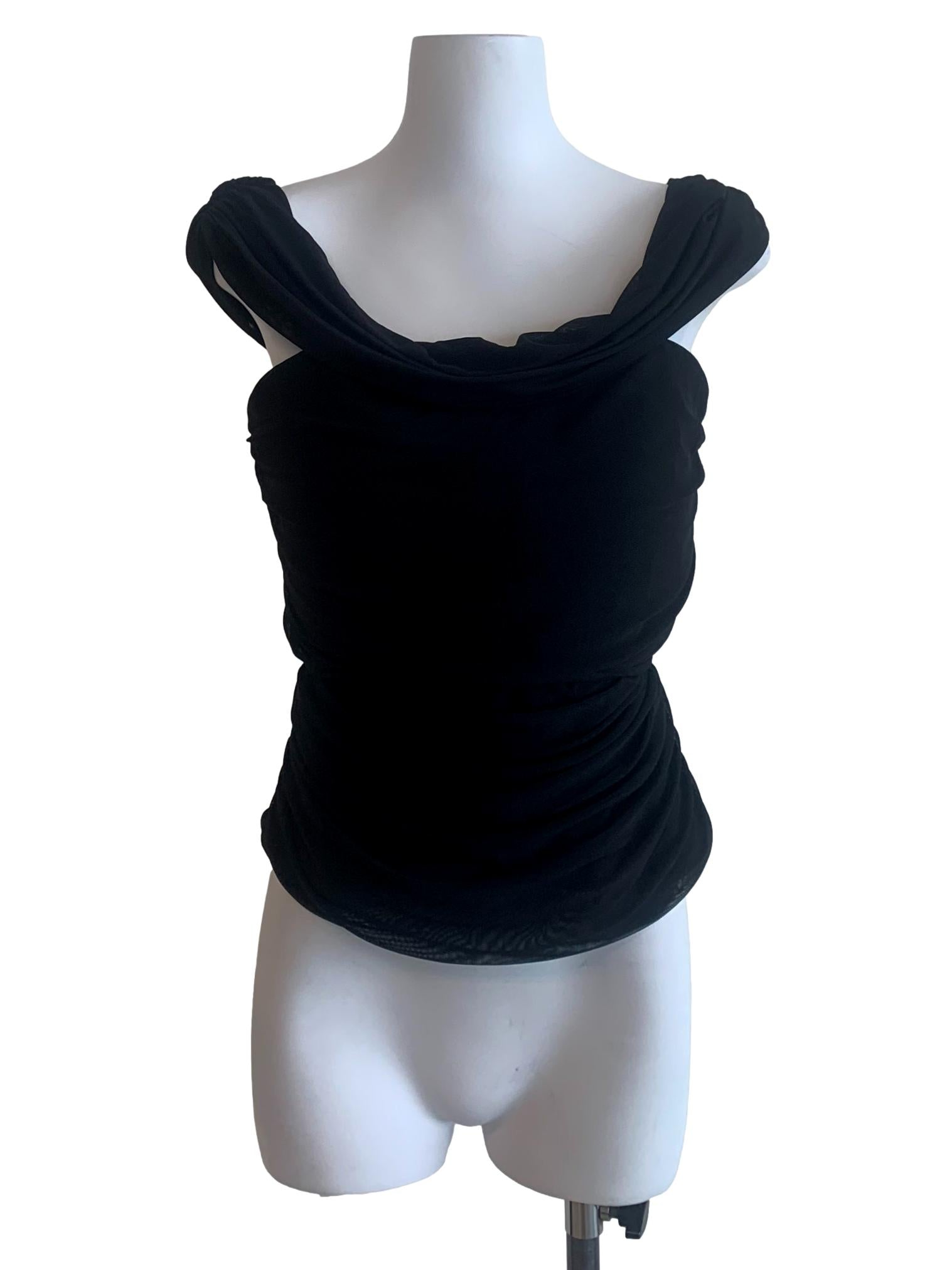 Black Queen Anne Neck Top