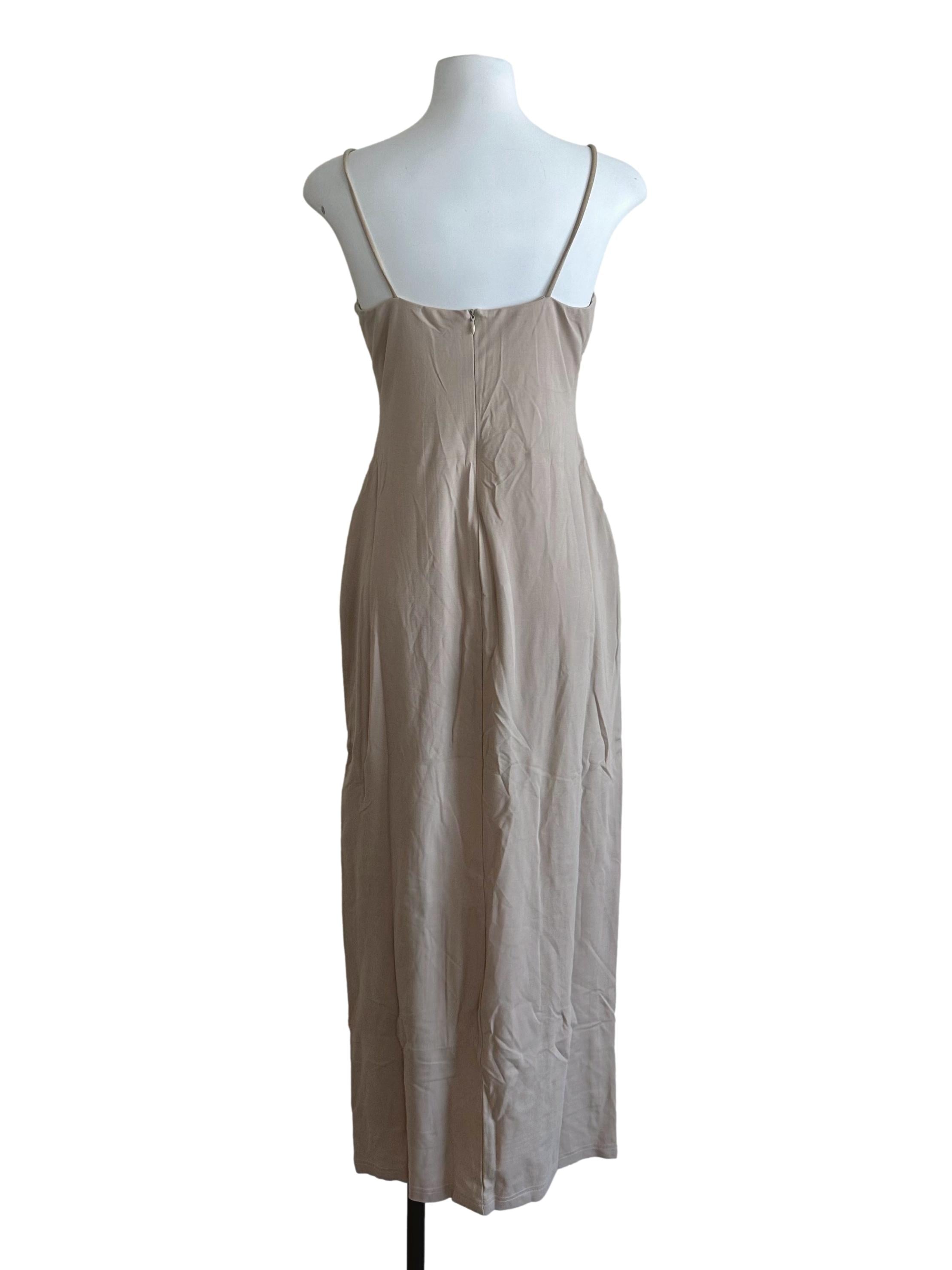 Sand Beige Spaghetti Strap Bodycon Dress