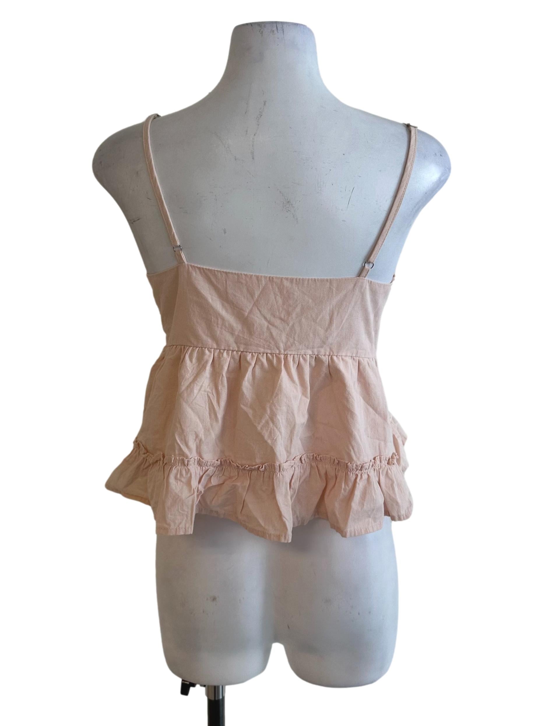 Peach Orange Button Ruffle Top