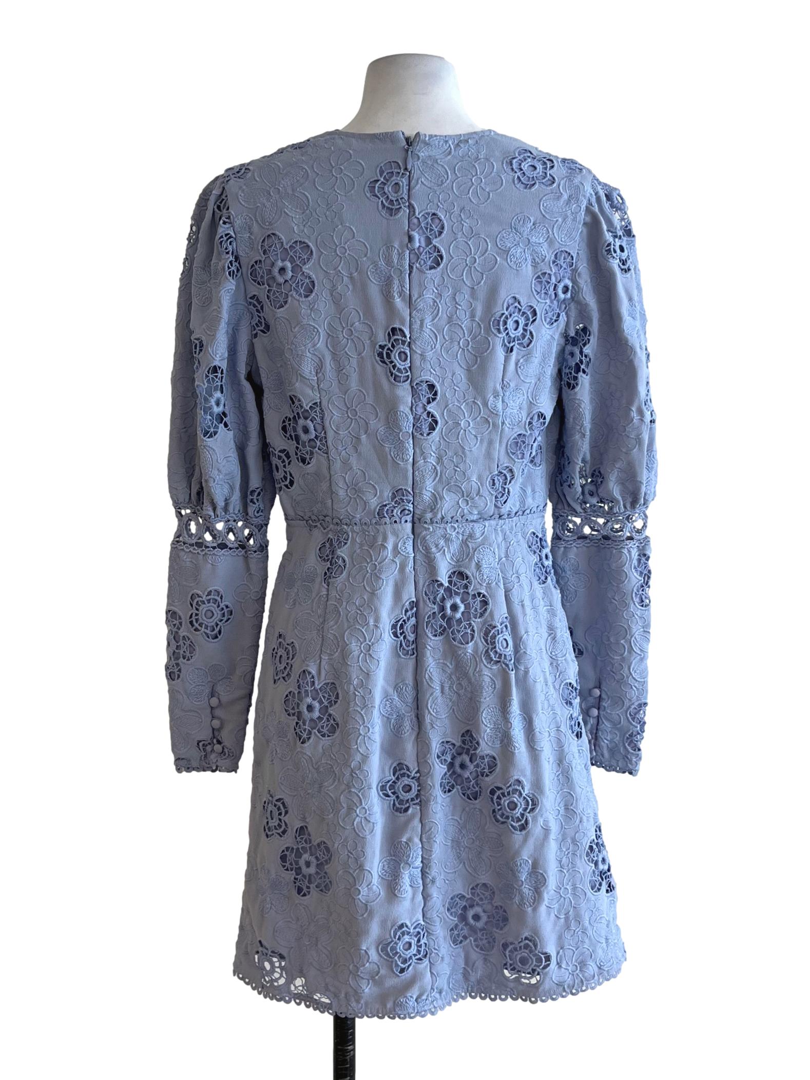 Blue V-Neckline Empire Dress