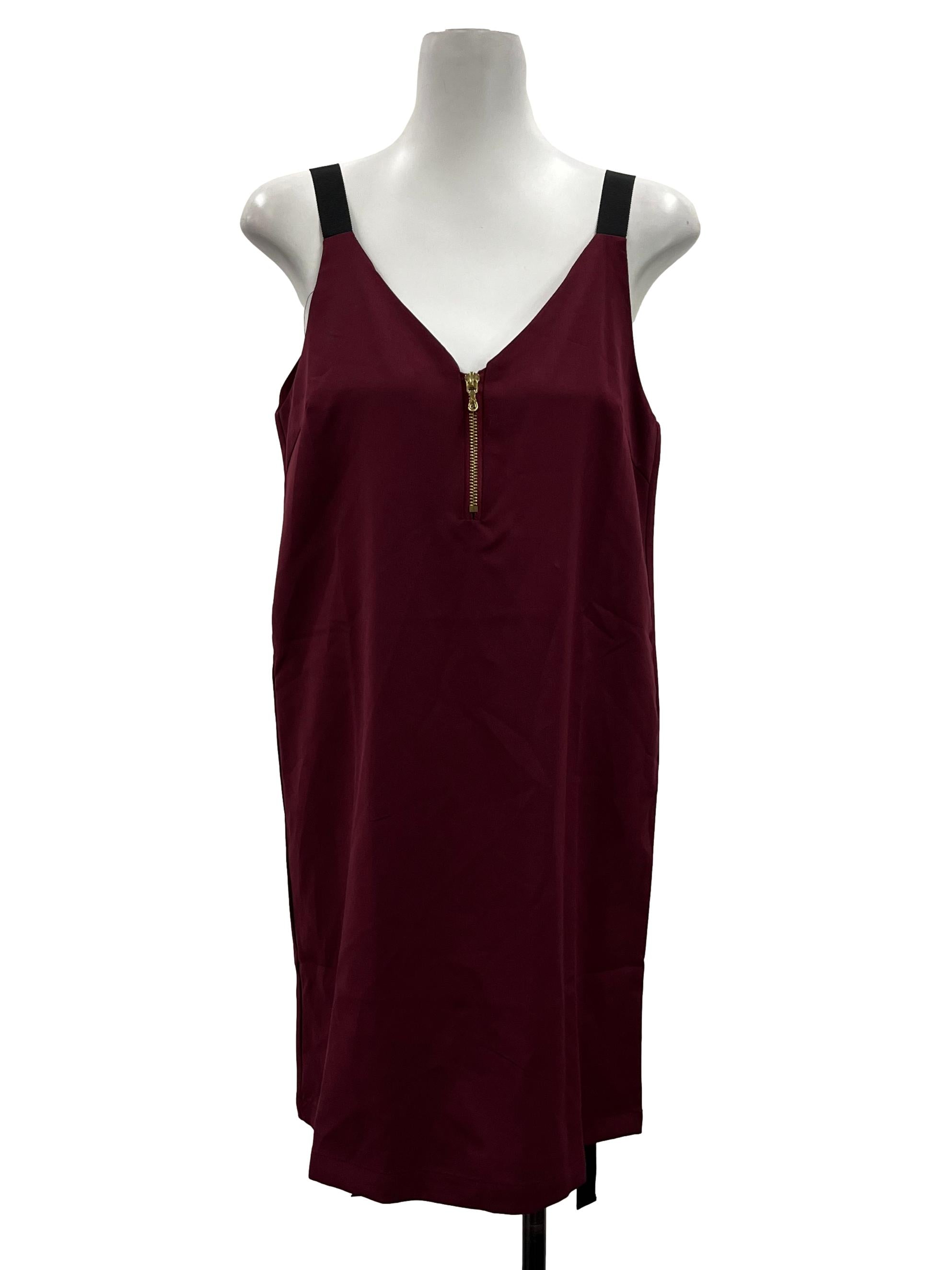 Maroon Black Strapped Dress