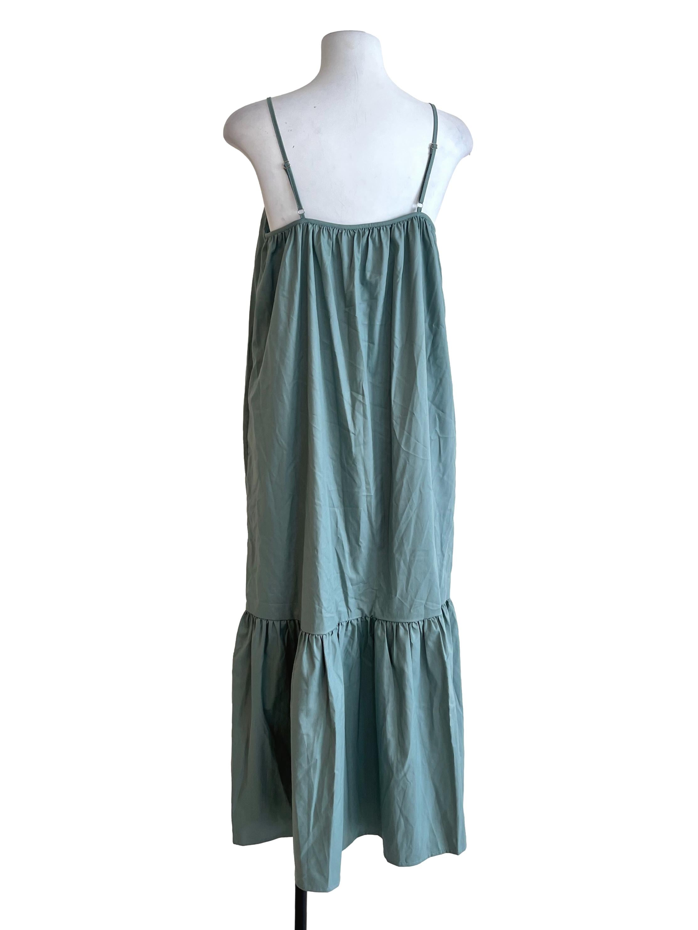 Sage Green Spaghetti Strap Empire Dress