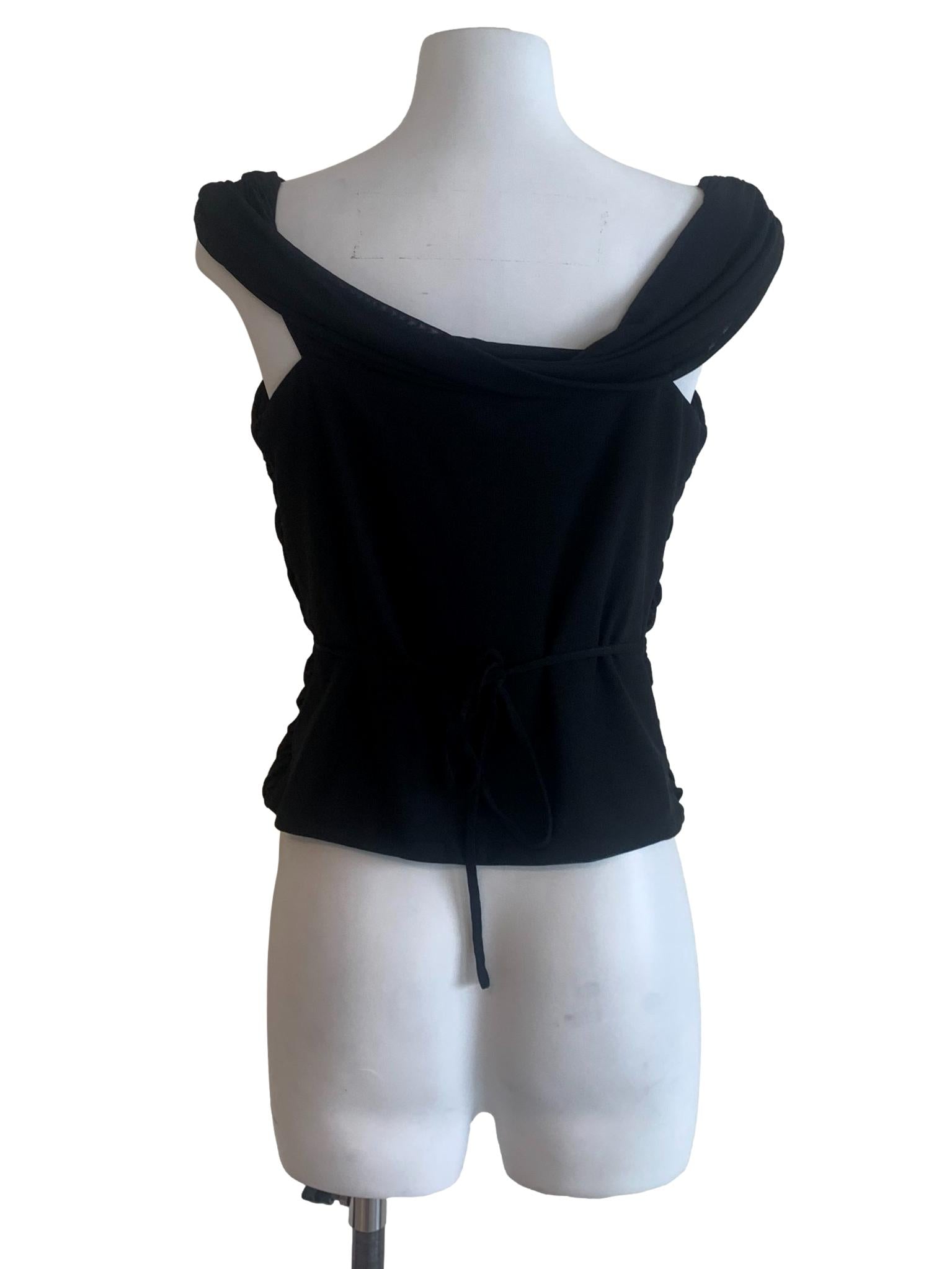 Black Queen Anne Neck Top
