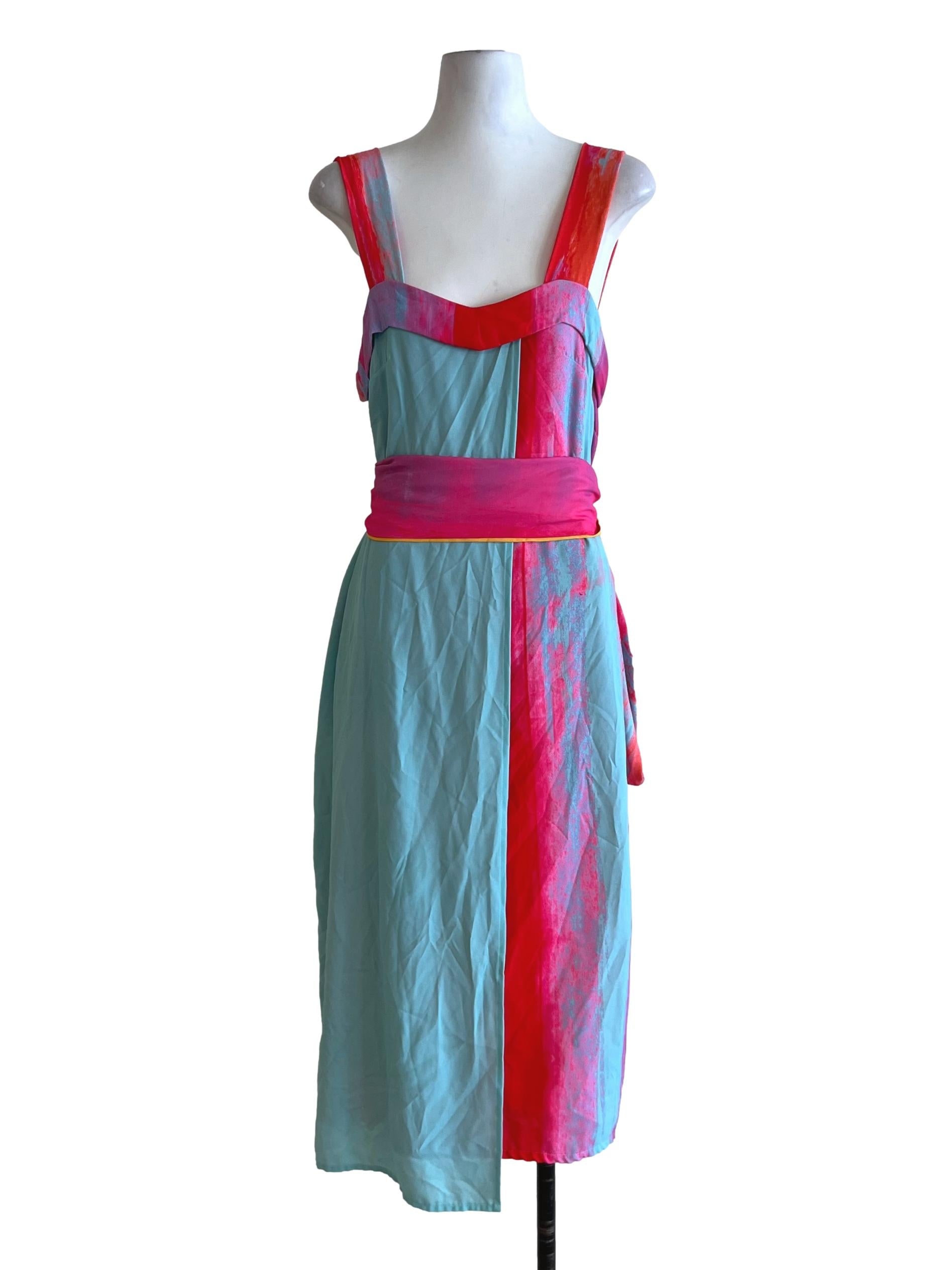 Teal Blue Abstract Jumper Dress