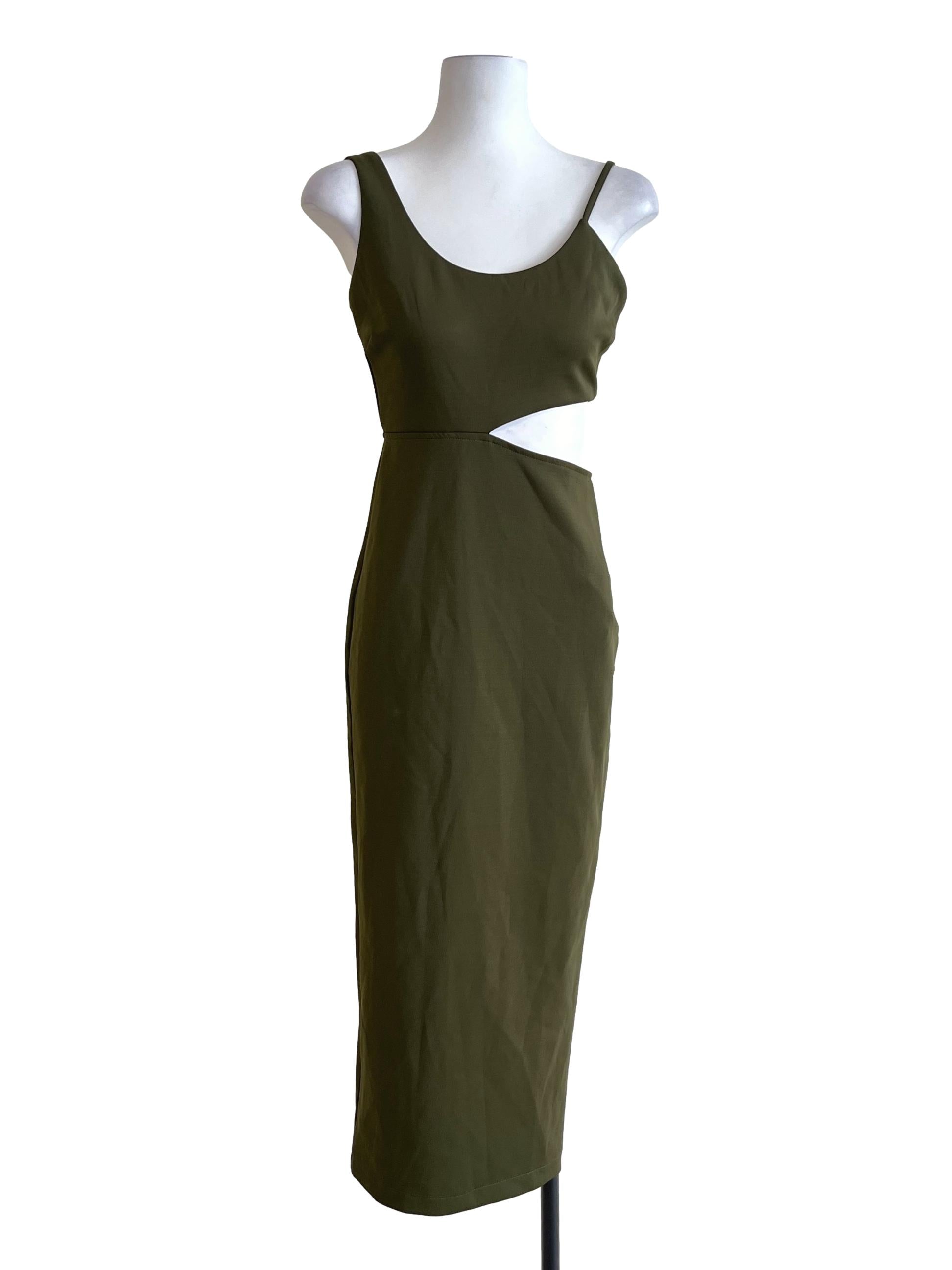 Juniper Green Cut-Out Midi Dress