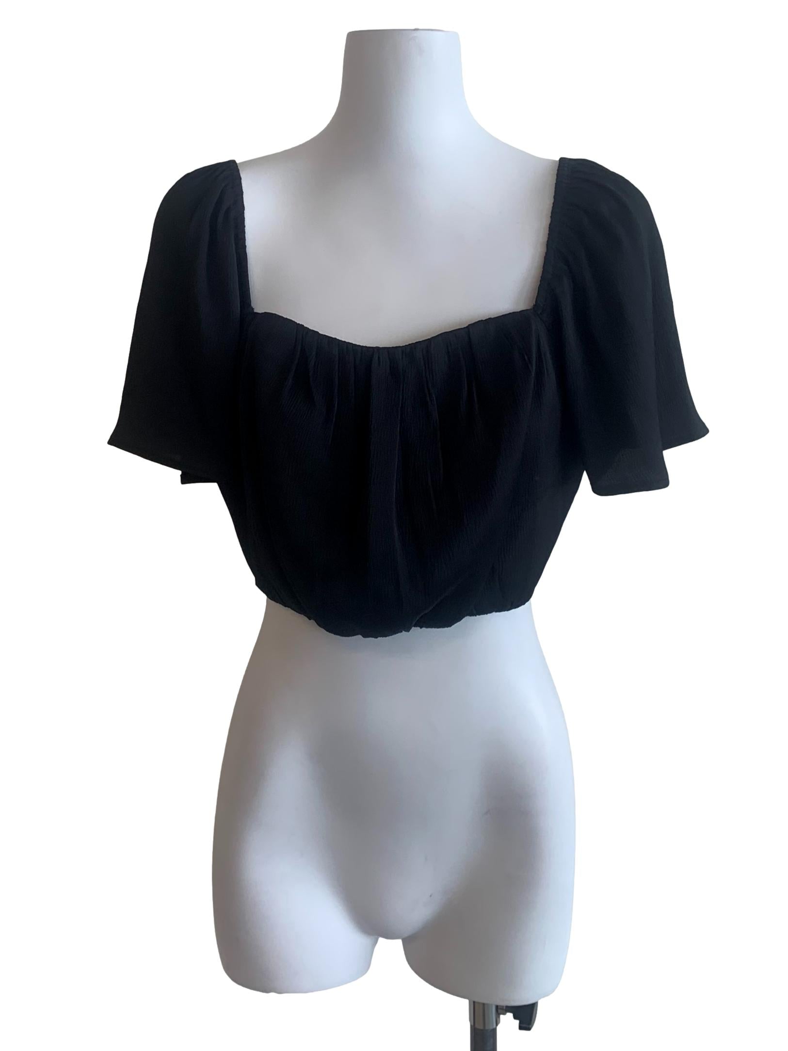Black Square Neck Top