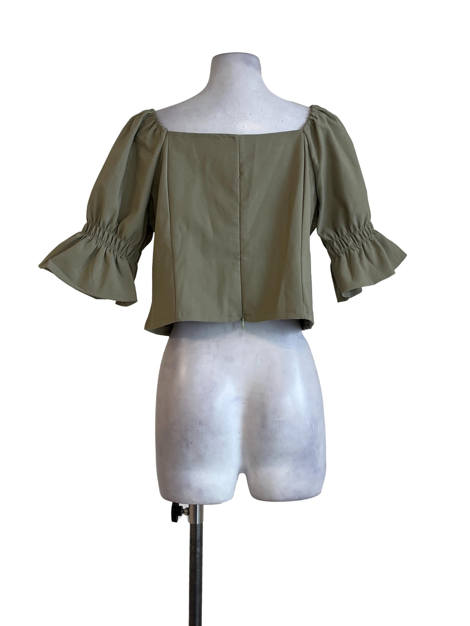 Dusty Green Crop Shirt