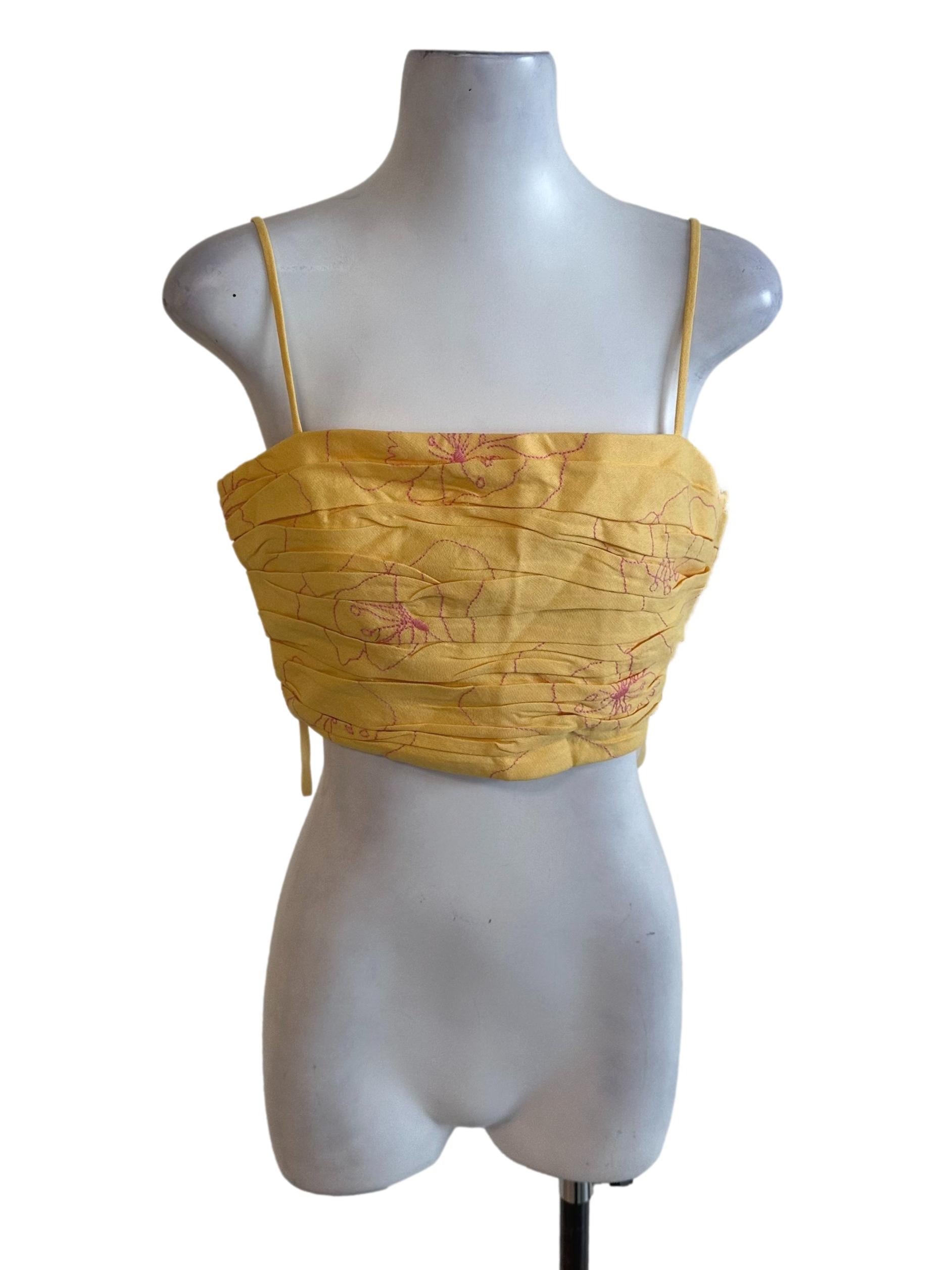 Butter Yellow Pleated Pattern Top