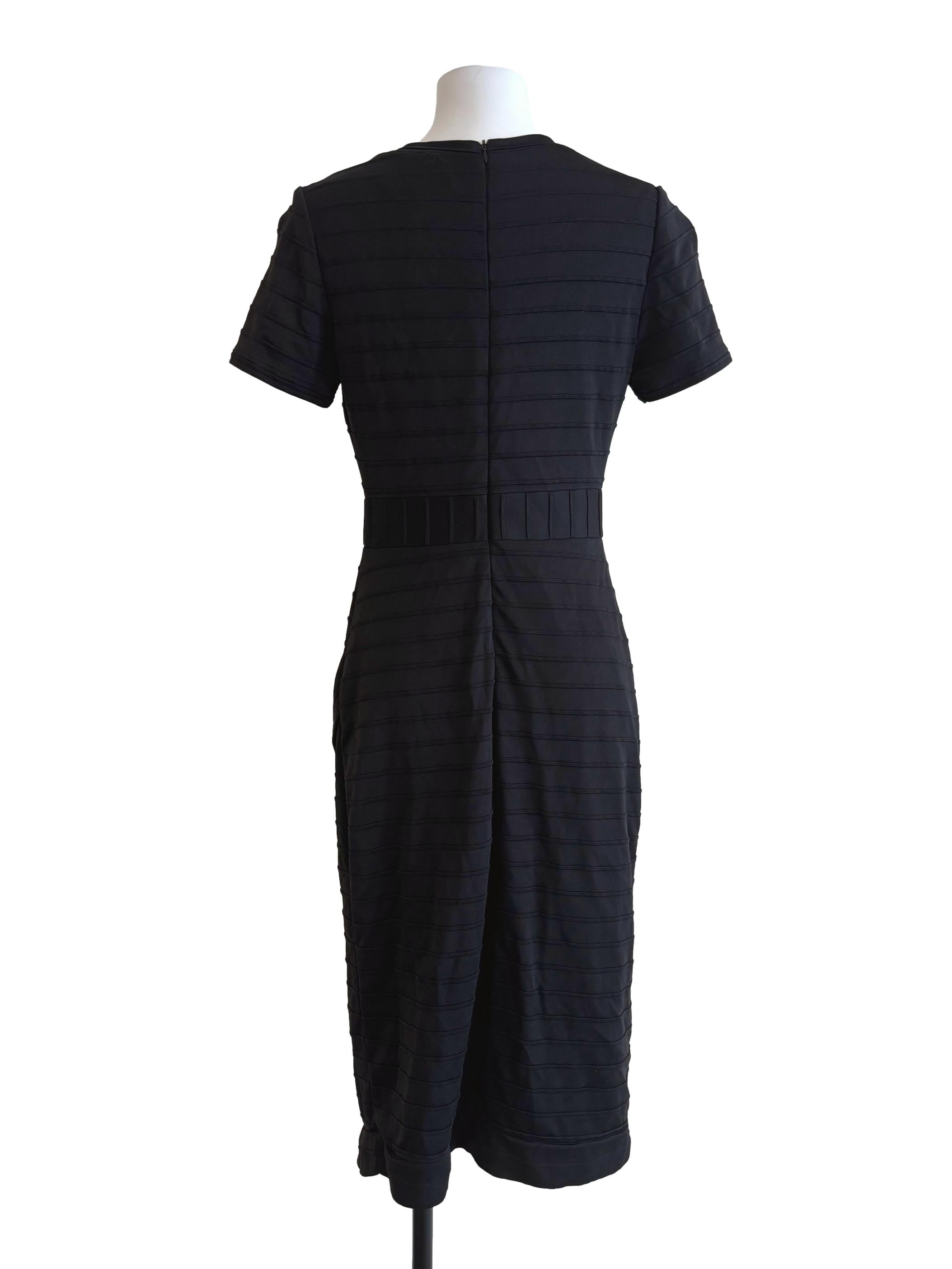 Jet Black Textured Bodycon Dress