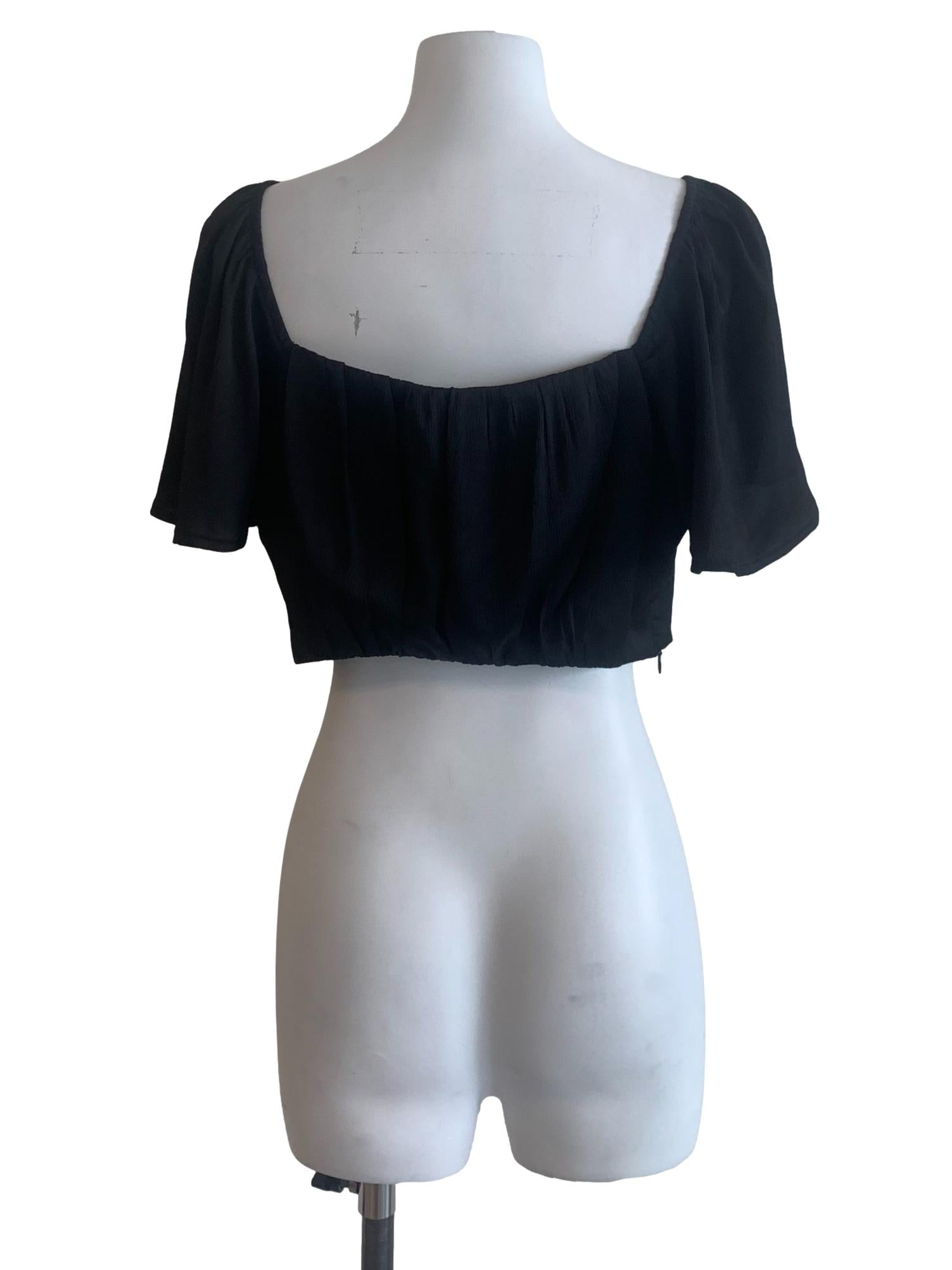 Black Square Neck Top