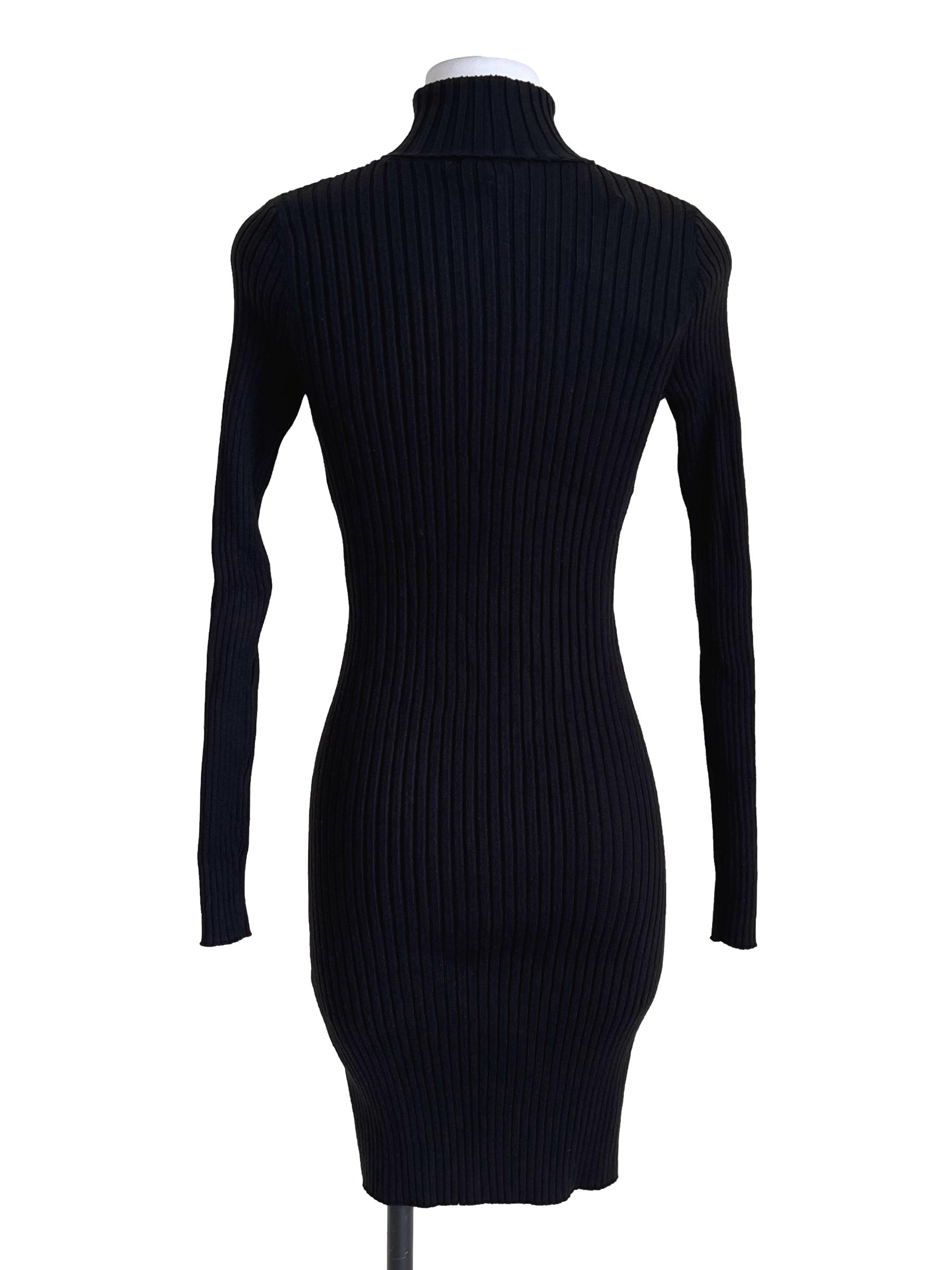Jade Black Ribbed Turtleneck Mini Dress LB