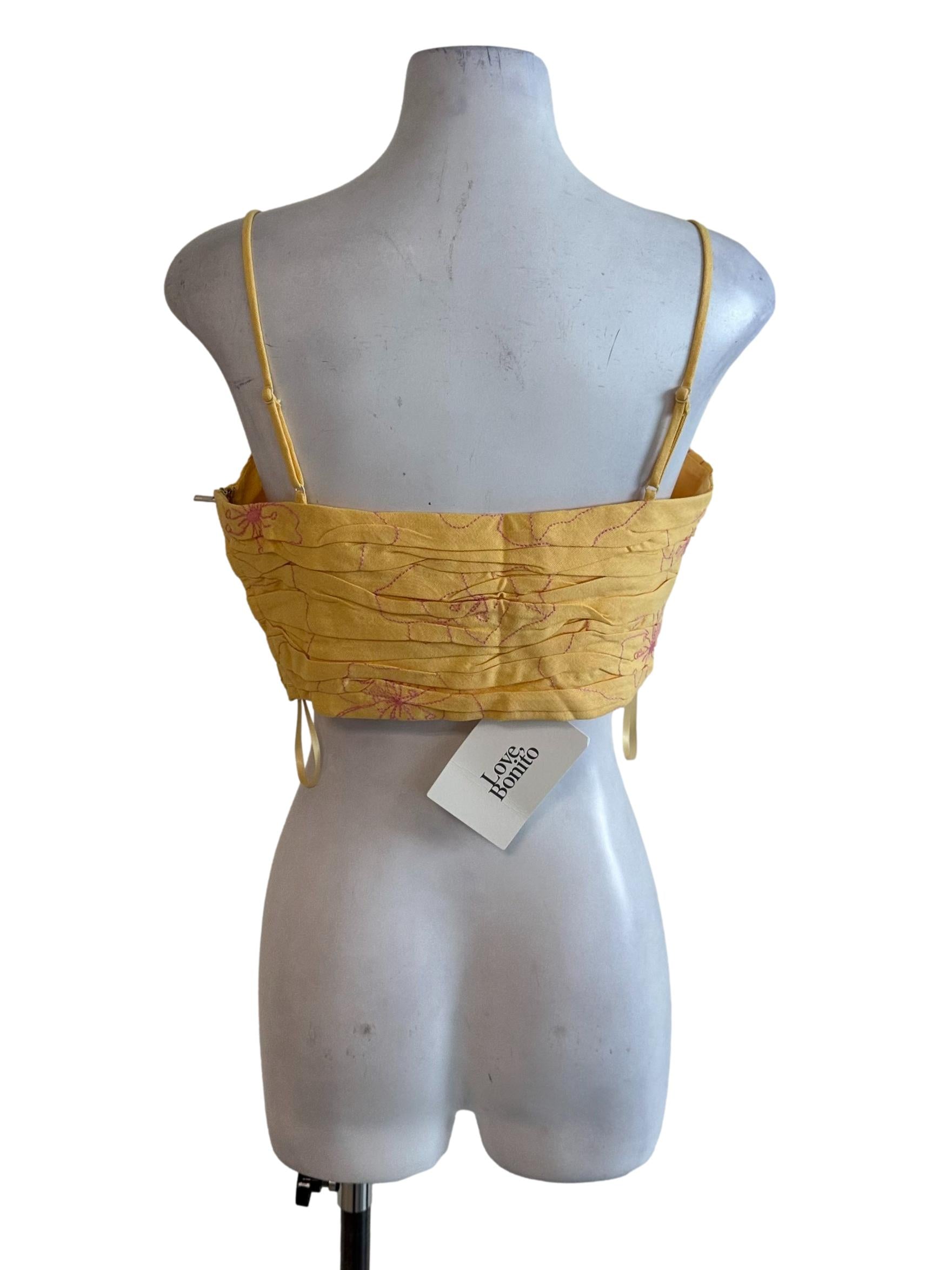 Butter Yellow Pleated Pattern Top