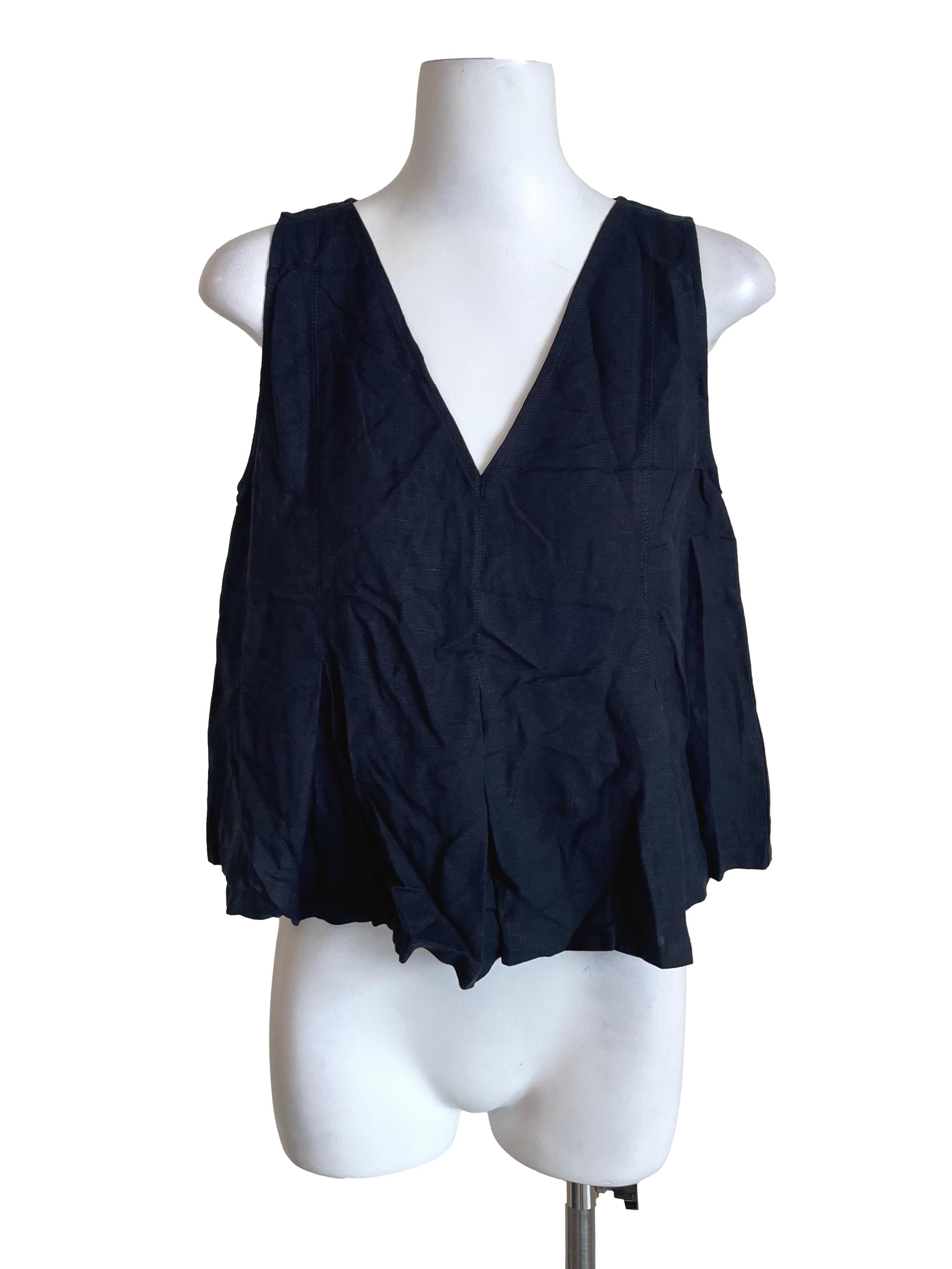 Deep Navy Pleated Tent Top