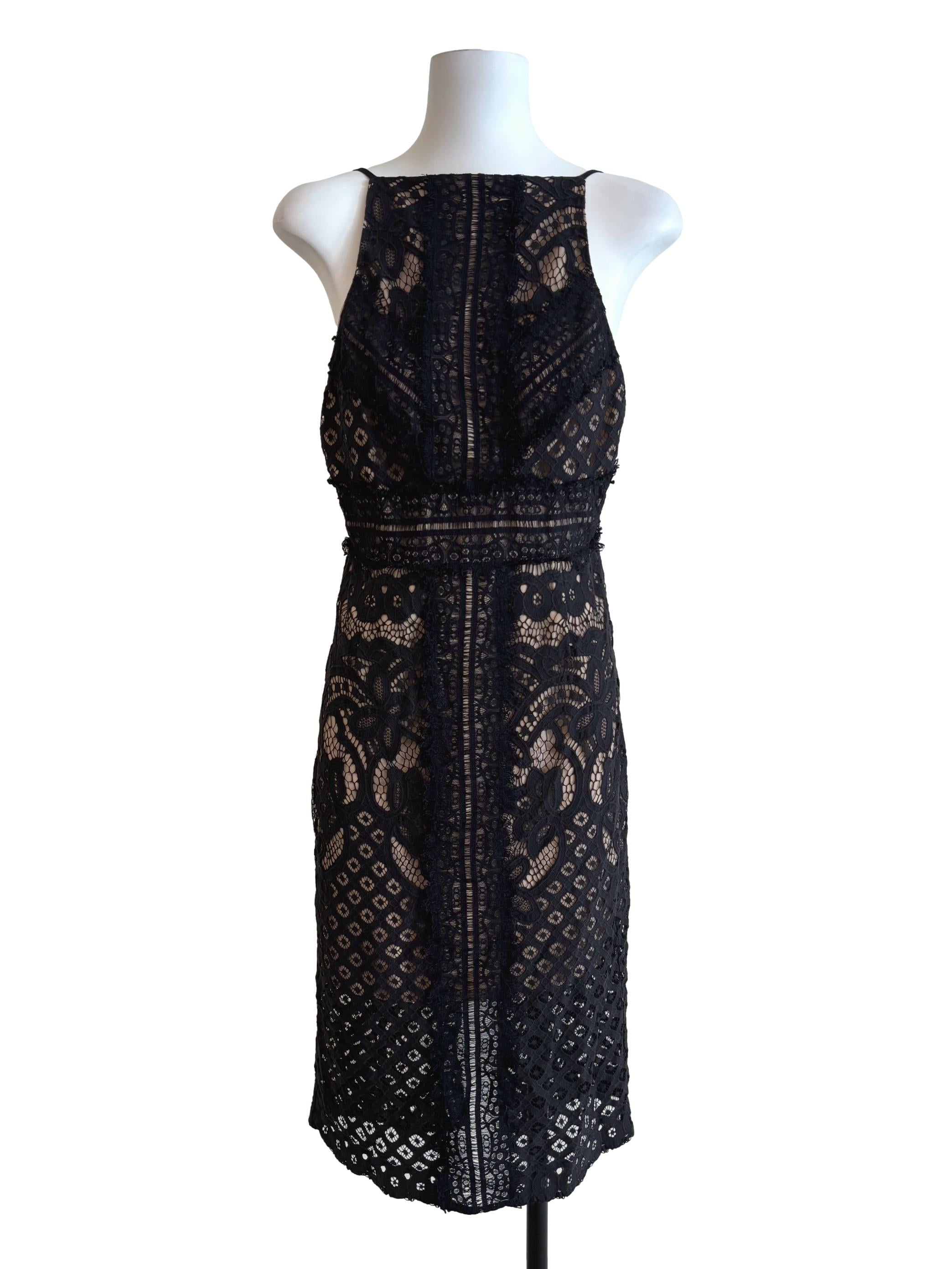 Onyx Black Backless Lace Dress