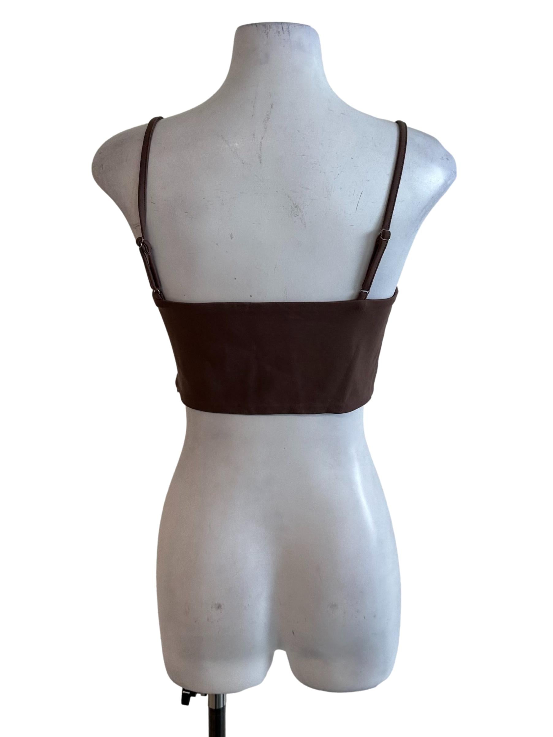 Mocha Brown Square Neck Crop Top