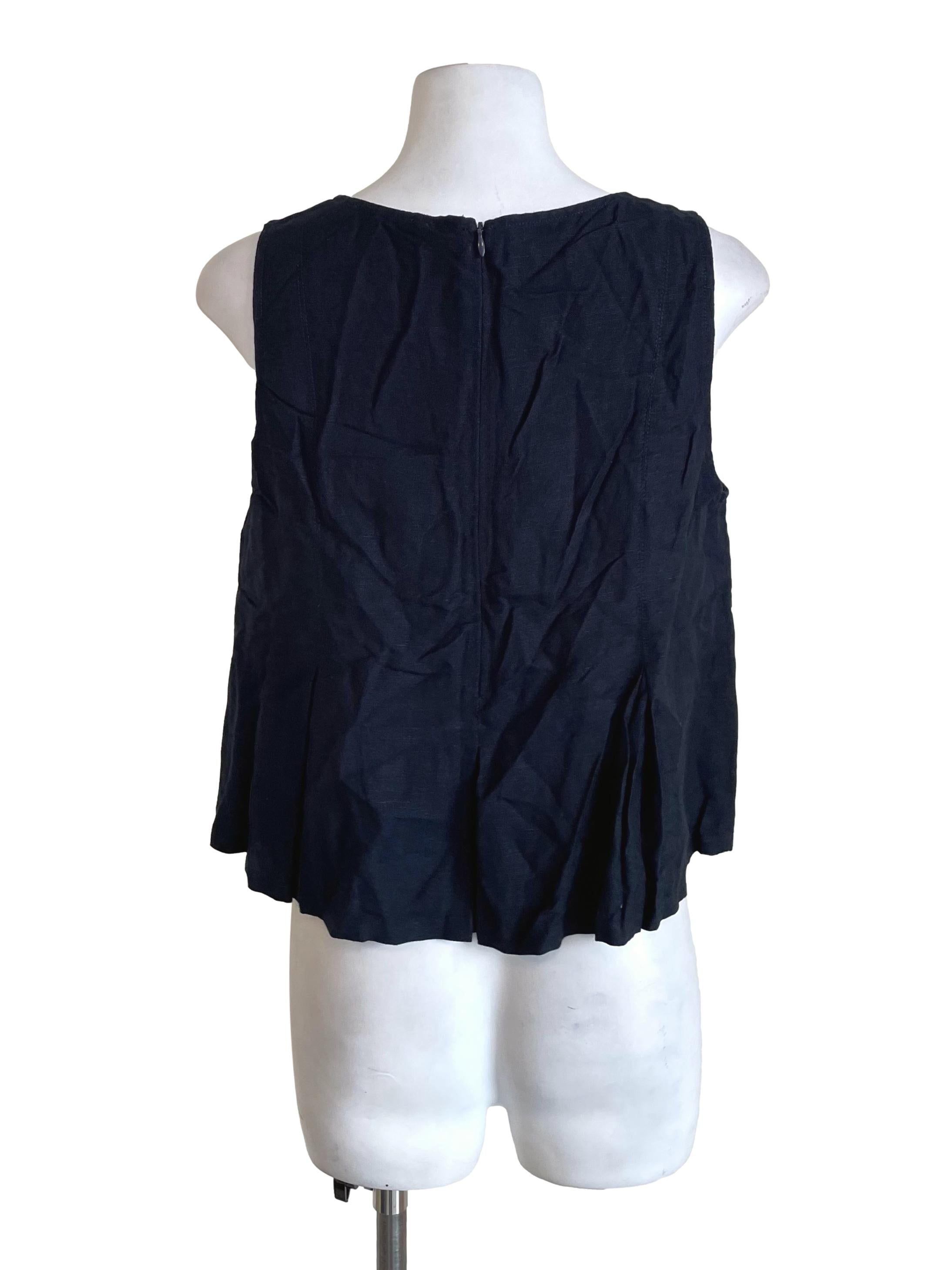 Deep Navy Pleated Tent Top
