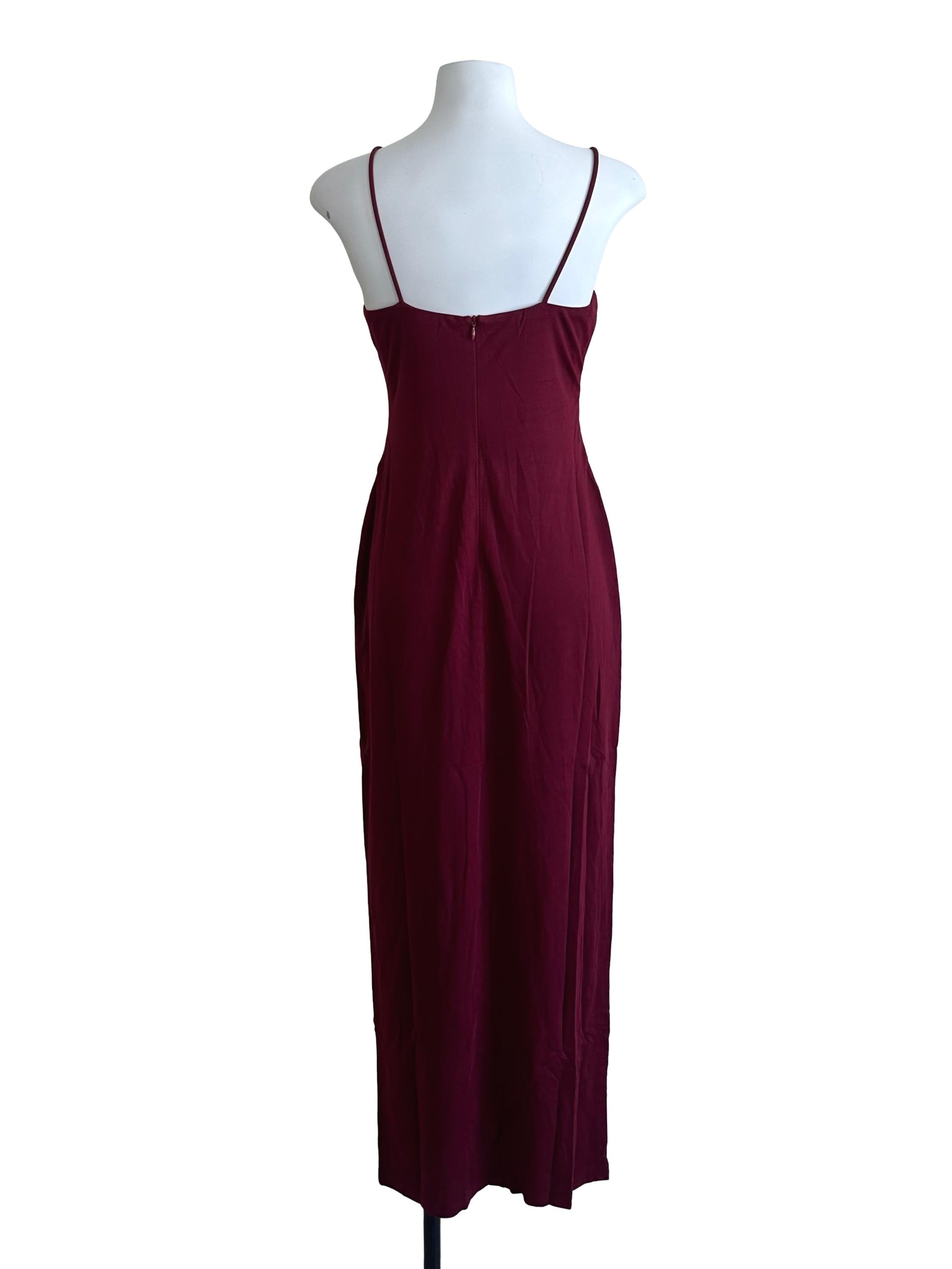 Maroon Red Scoop Neck Bodycon Dress