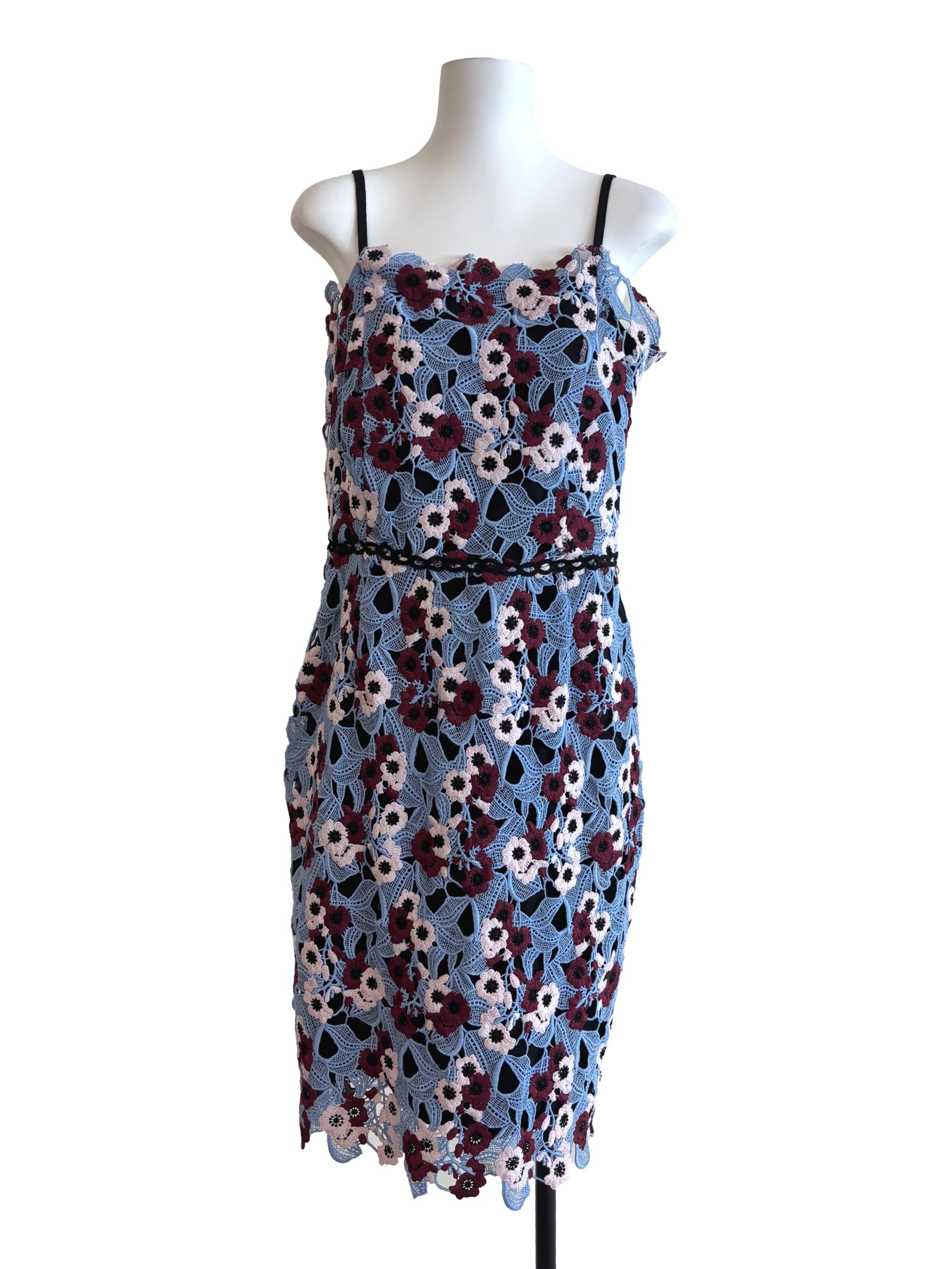 Carolina Blue Floral Spaghetti Strap Pencil Dress