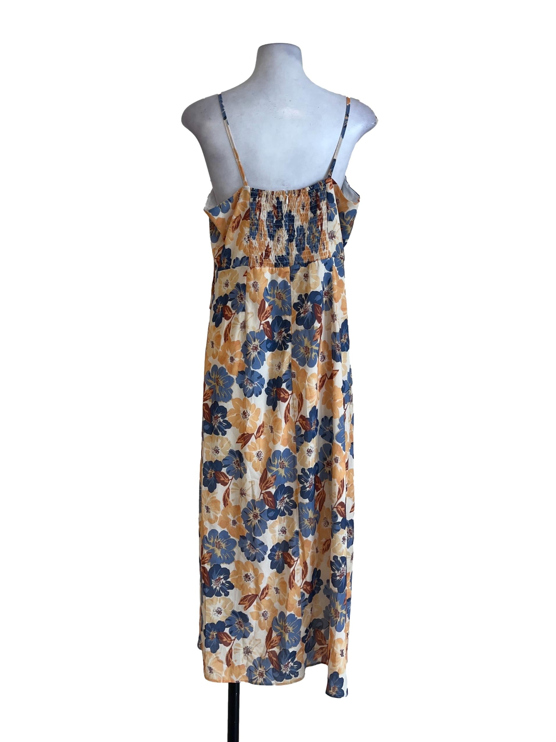 Blonde Yellow Flowers Ribbon Strap Dress