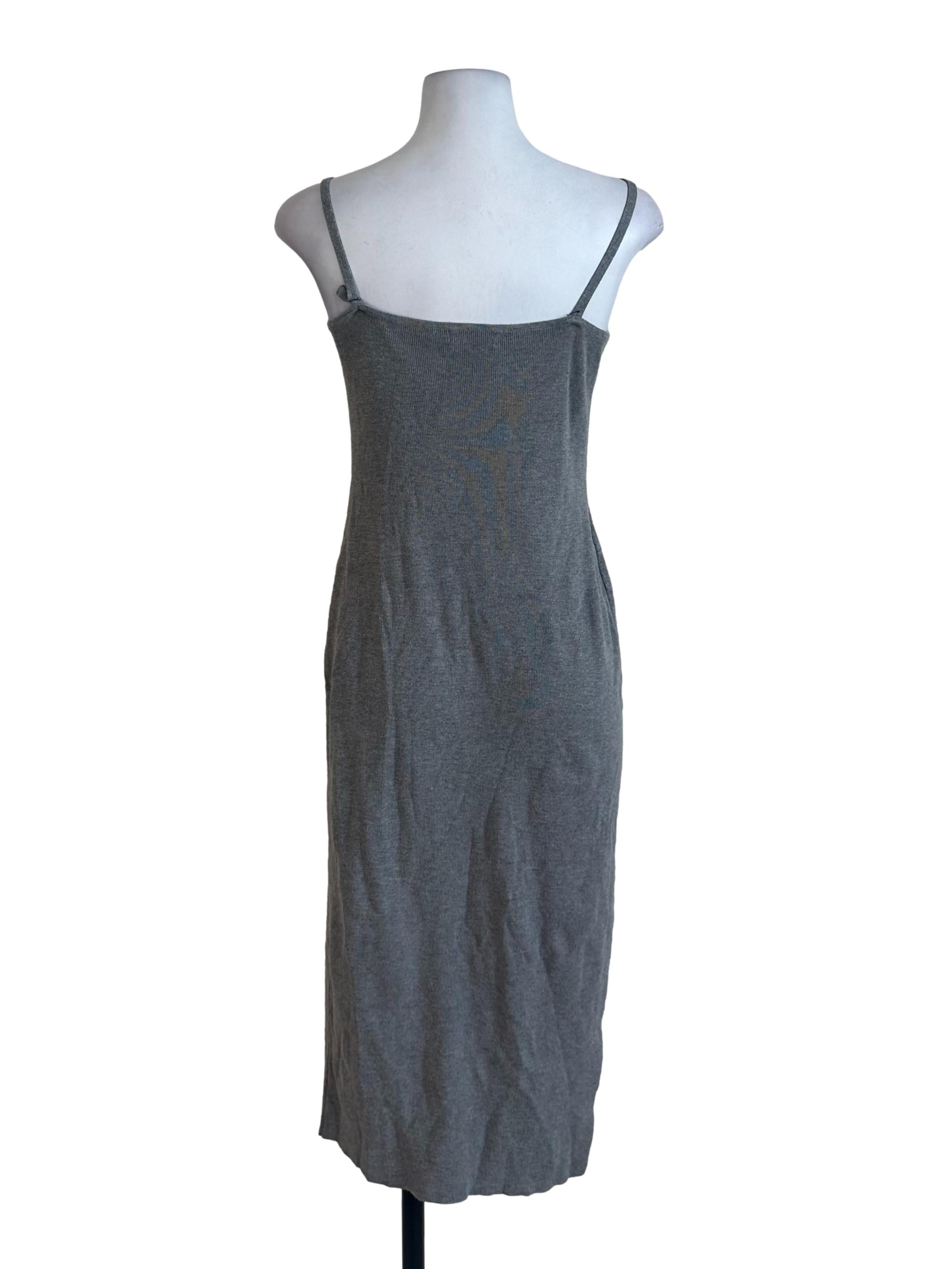 Dark Grey Knit Slit Dress