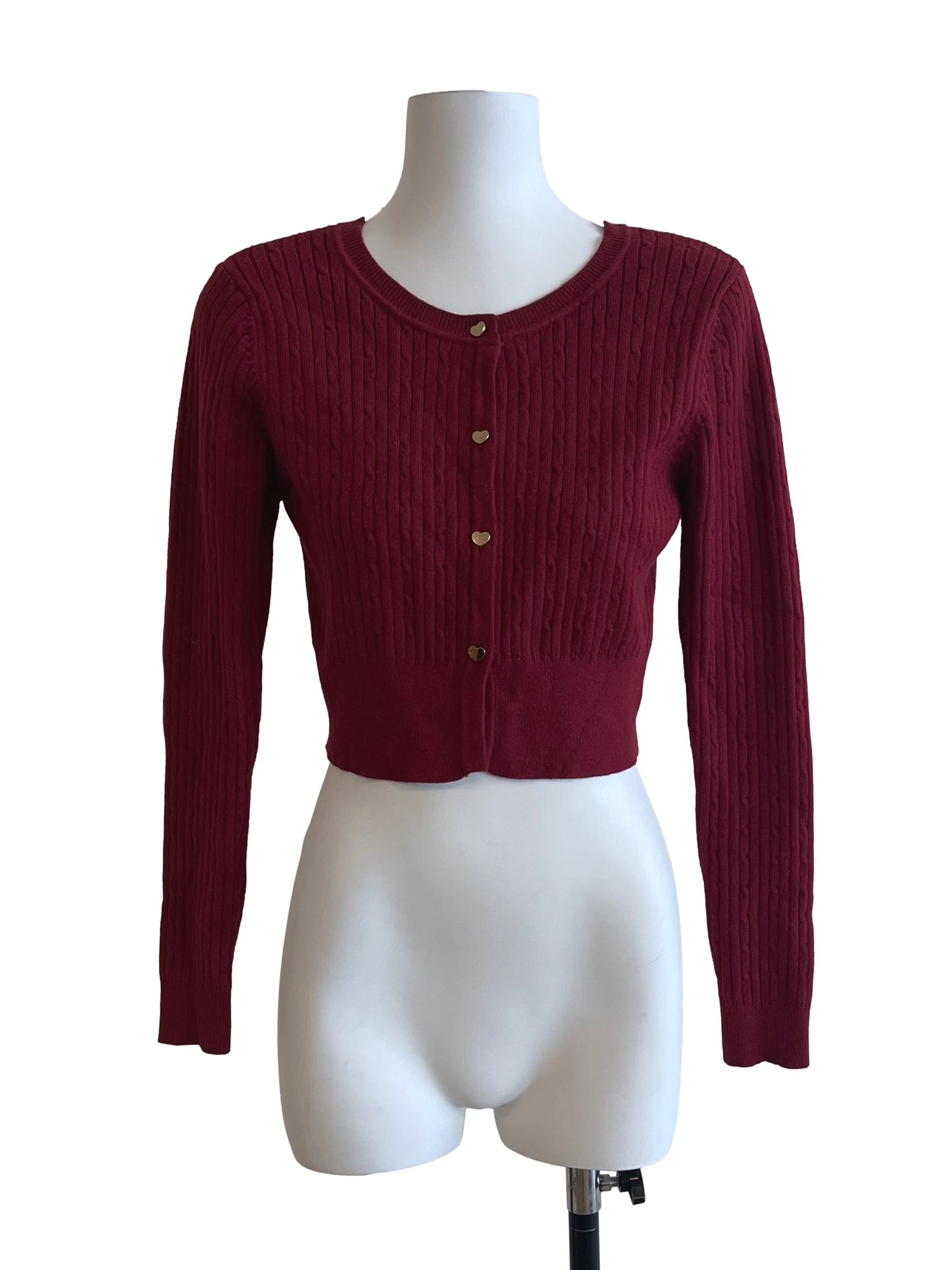 Crimson Red Knit Cardigan