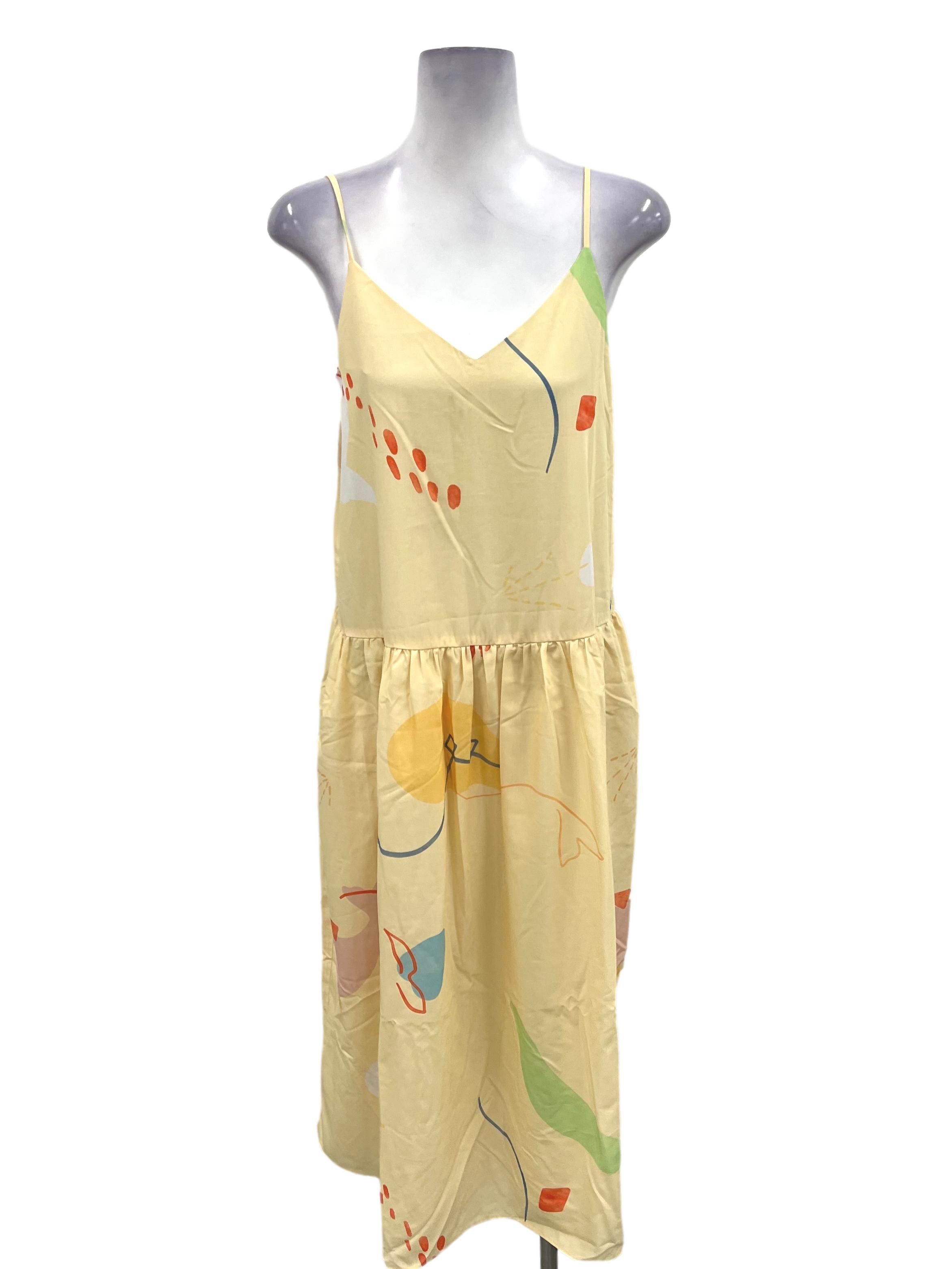 Yellow Printed Slip Dress LB